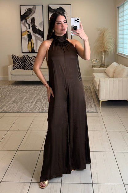 Refined Structure Brown Jumpsuit
