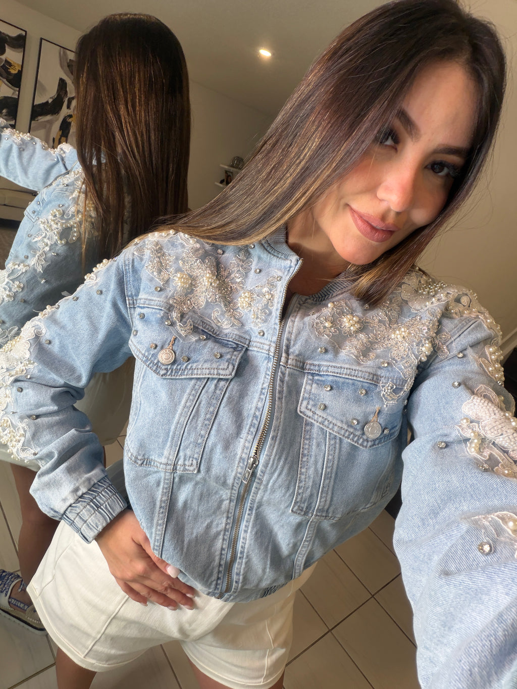City Of Pearls Denim Jacket