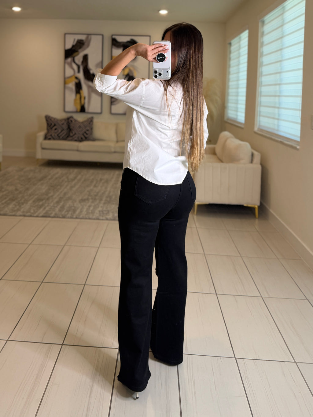 Divine Rhinestones Black Denim Pants