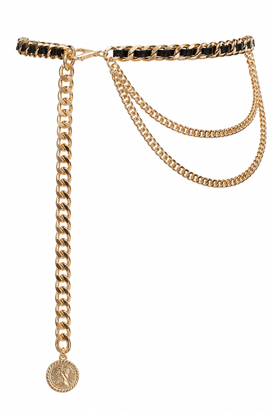 Black And Gold Maxi Chain Belt