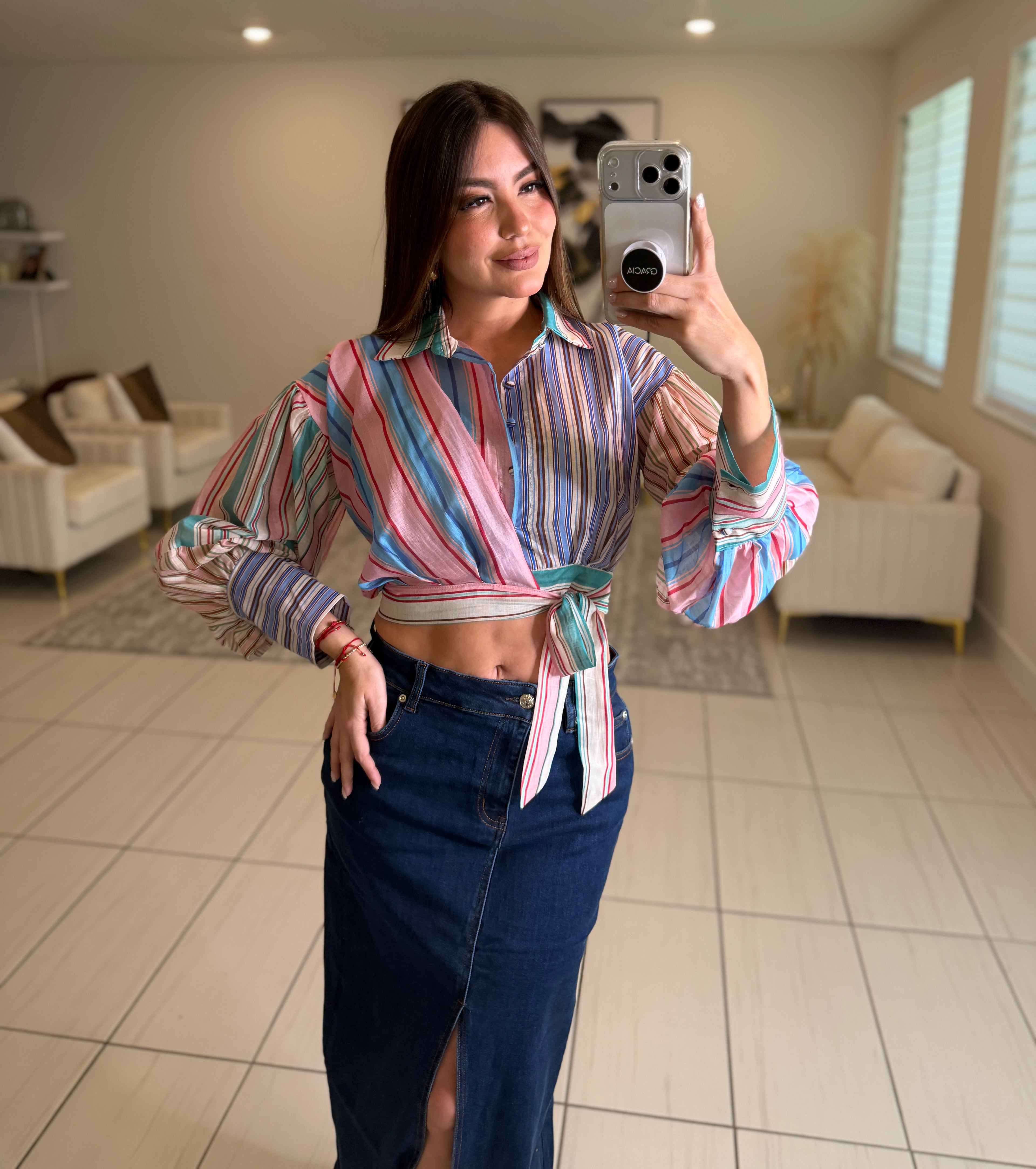 Lustrate Line Denim Skirt