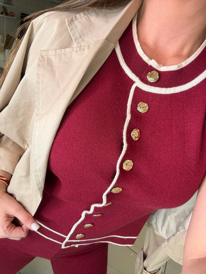 Divine Knit Red Wine Pant Set
