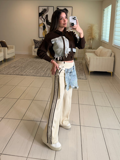 Elite Standard Knit Beige and Brown Pant Set