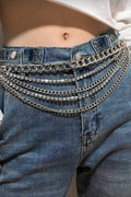 Silver Rhinestones Chain Belt