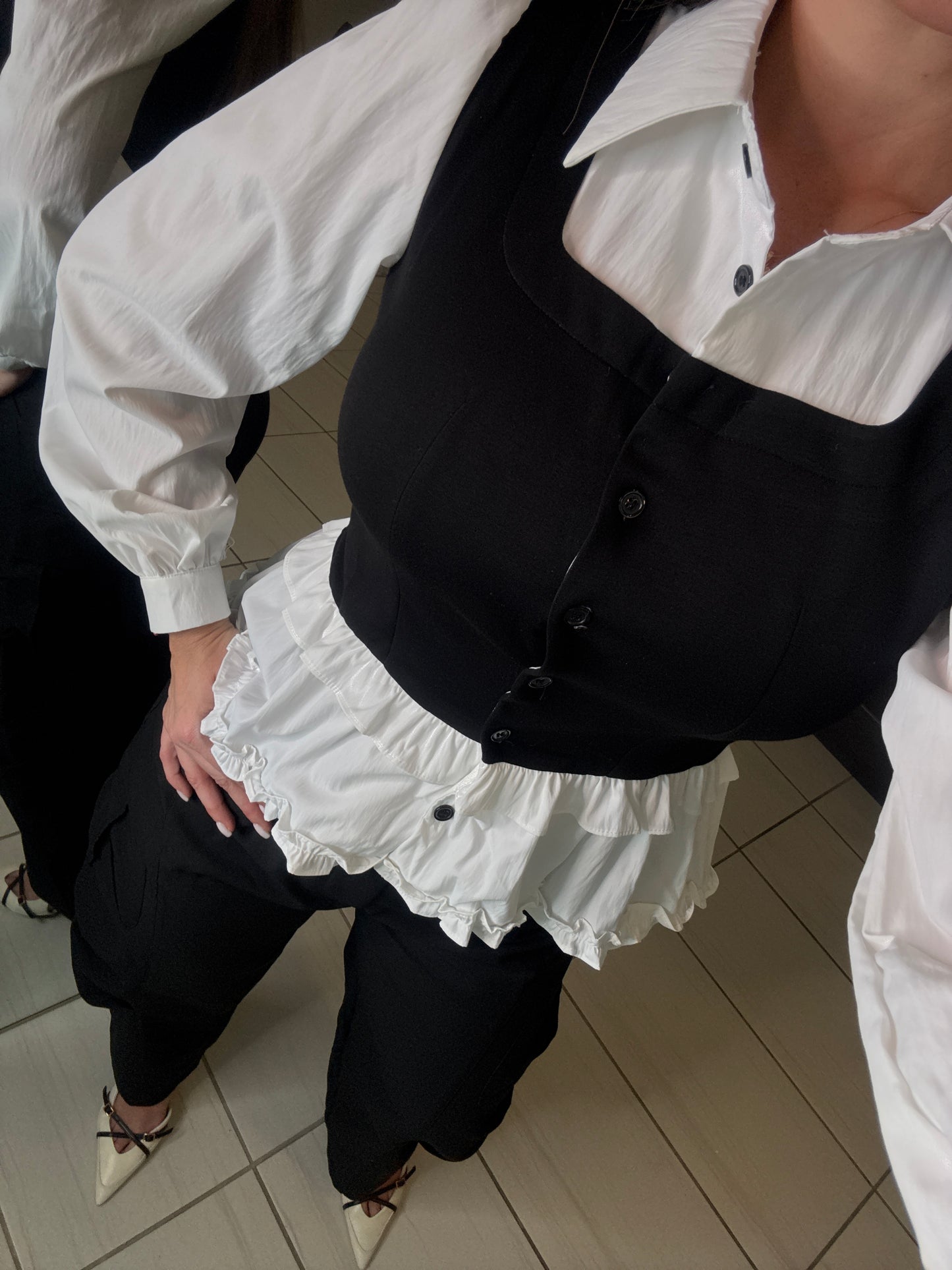 Favorite Contrast White and Black Shirt