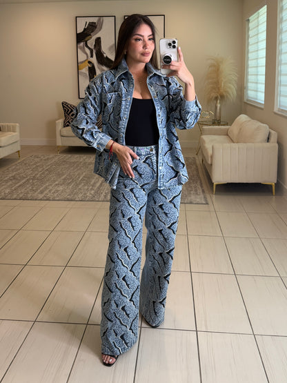 Perfect Details Denim Pant Set