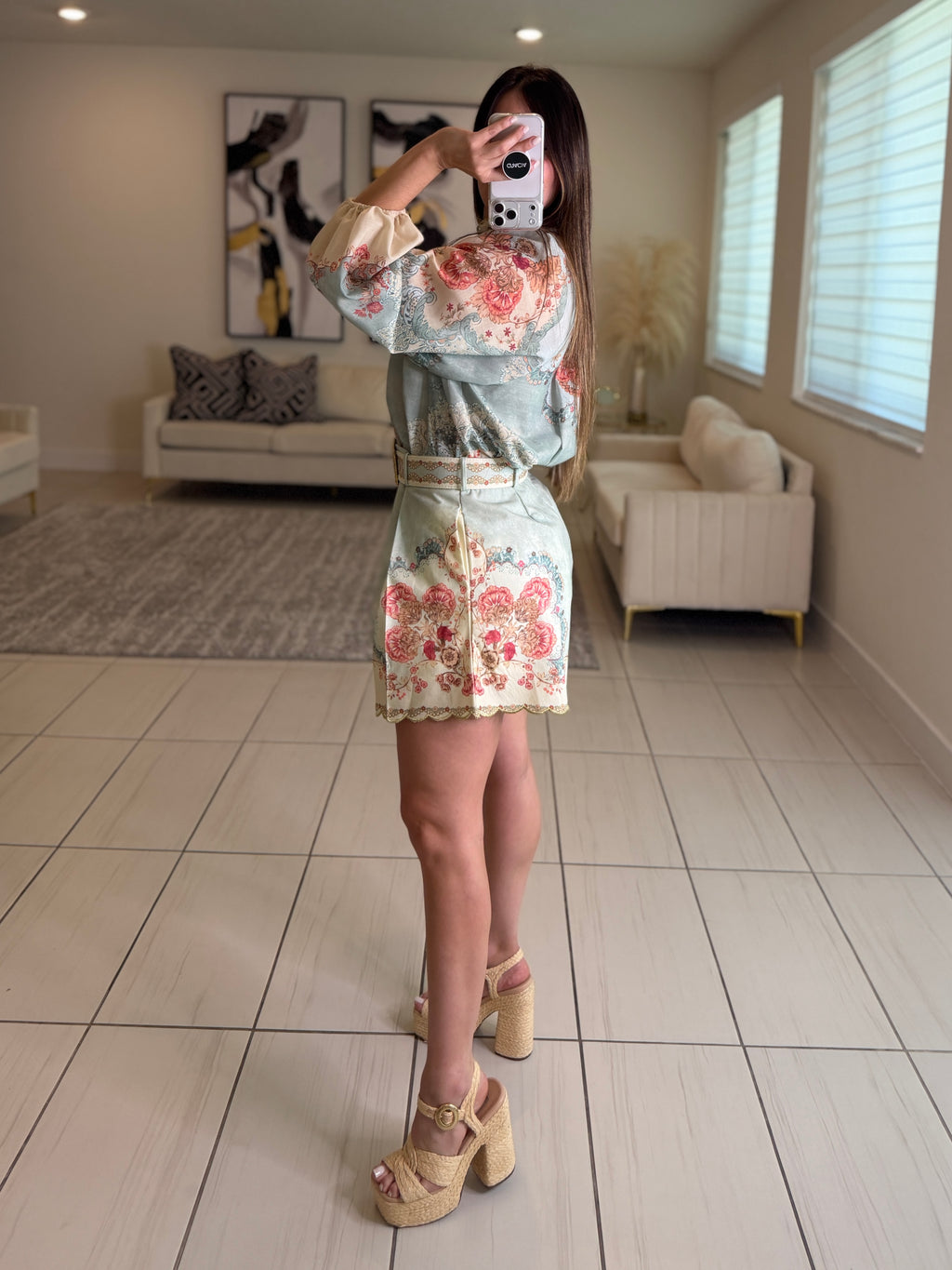 Daylight Floral Ramie Short Set