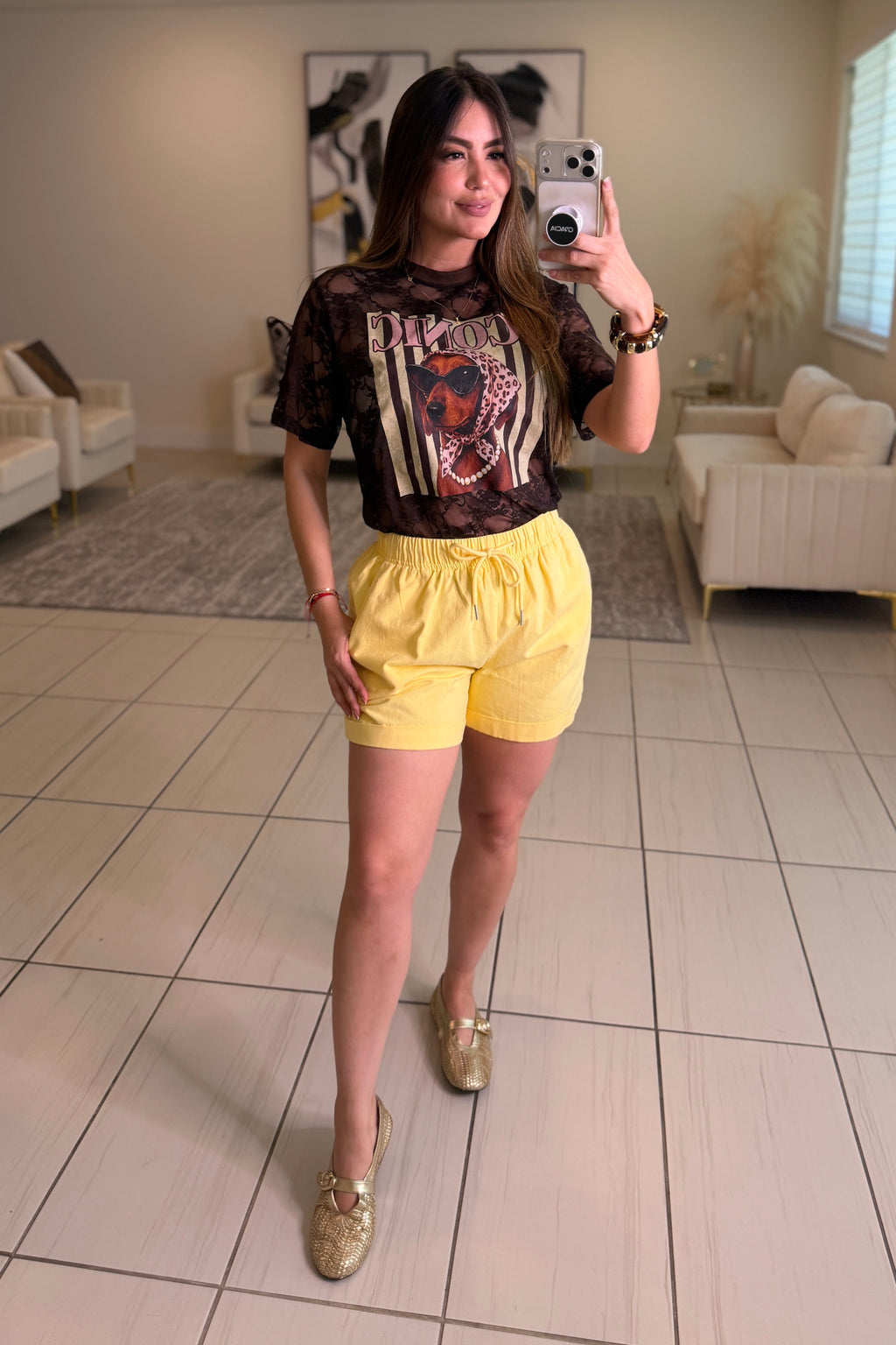 Flare Yellow Denim Short