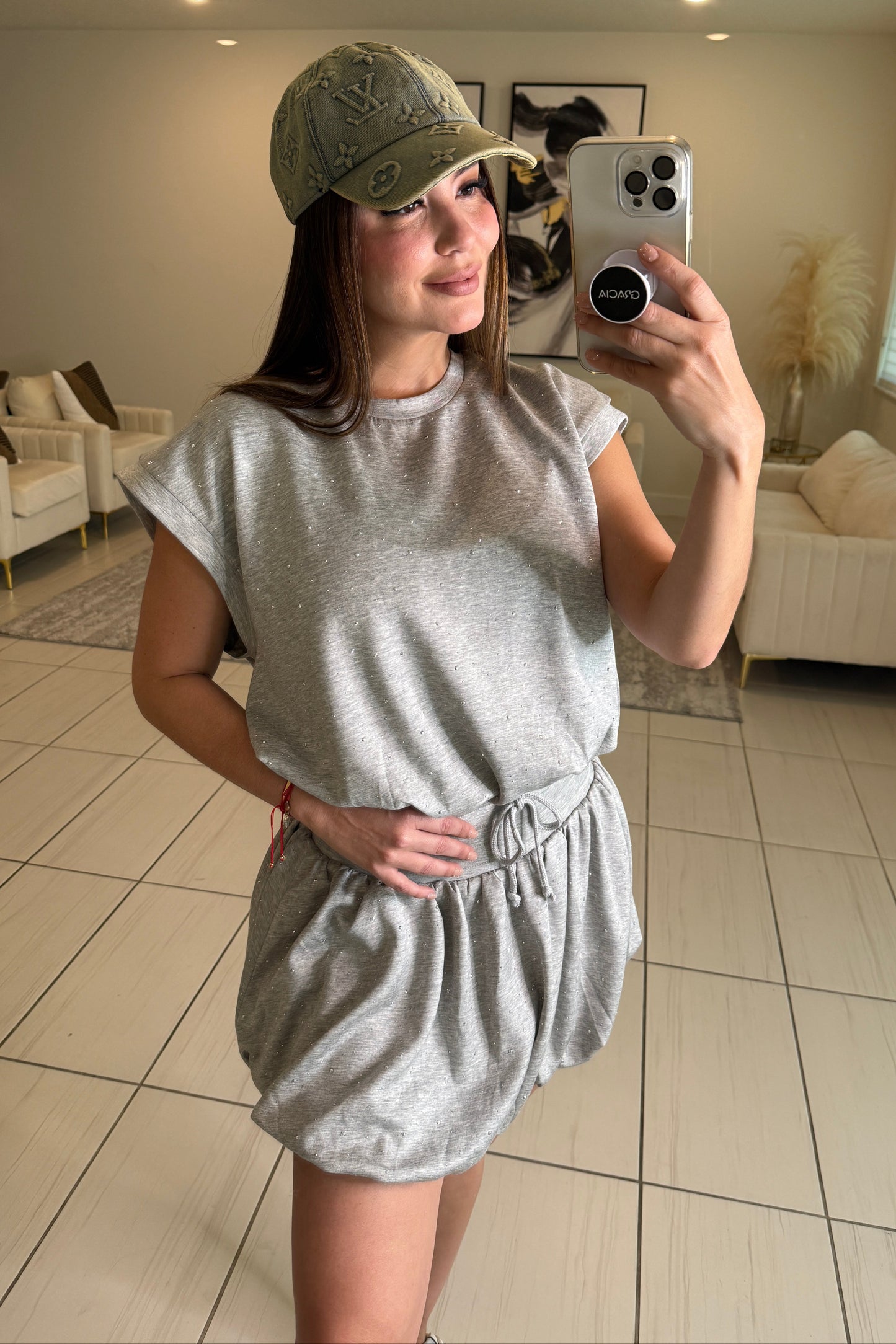 Pop Shine Grey Skirt Set