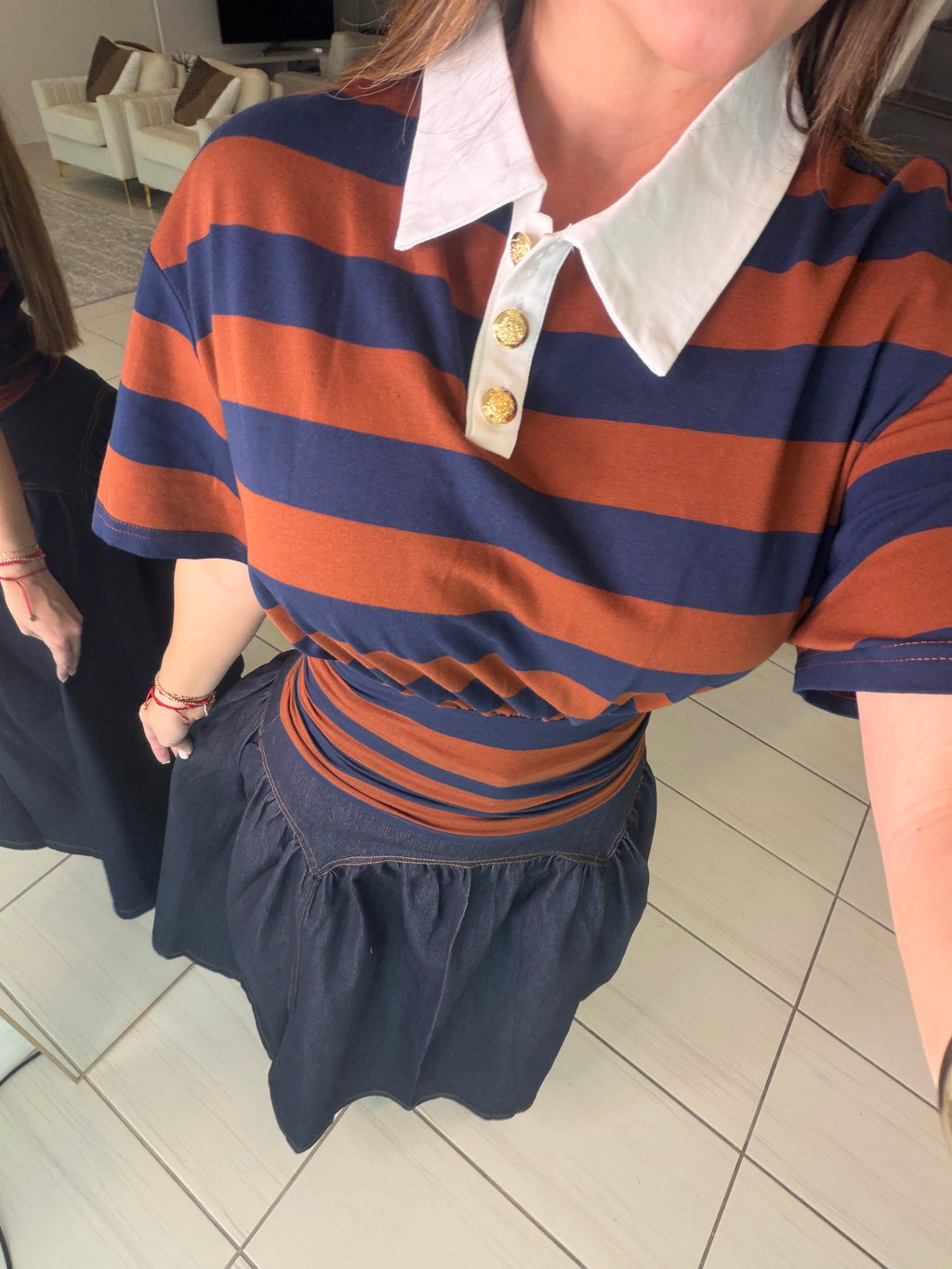 Sweet Stripes Brown and Blue Top