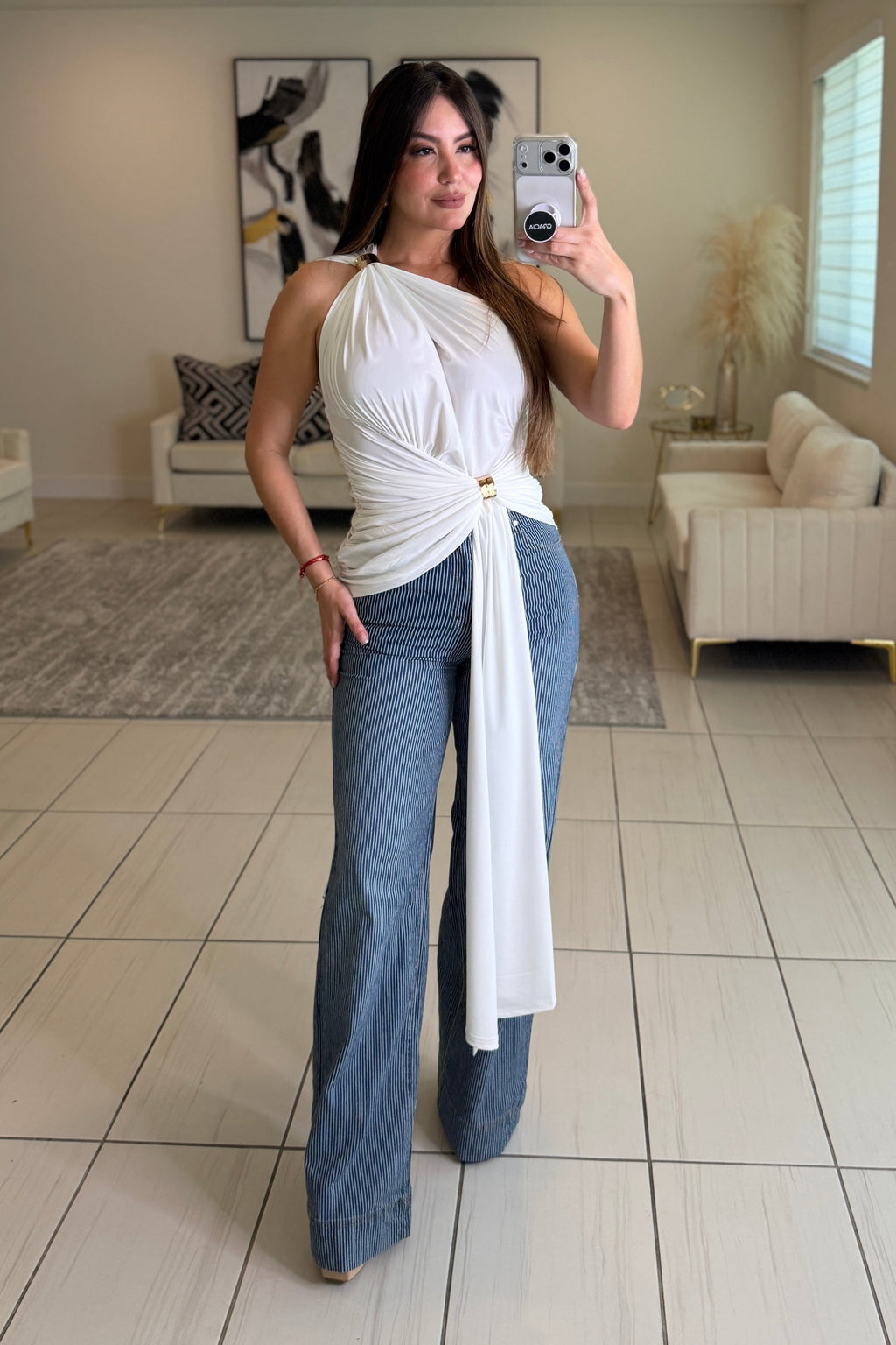 Power Lines Stripes Denim Pants