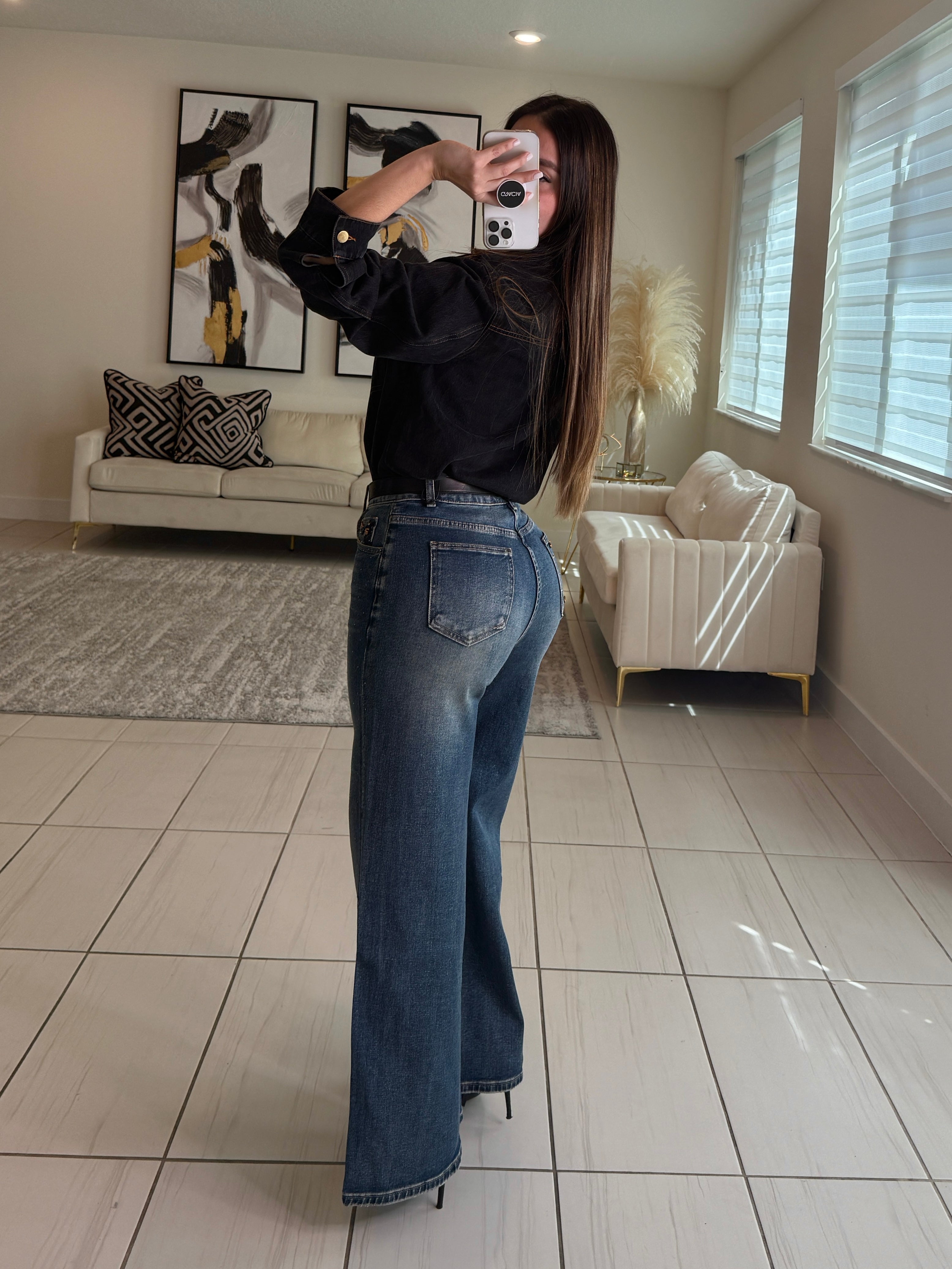 Iconic Contrast Black and Blue Denim Jacket