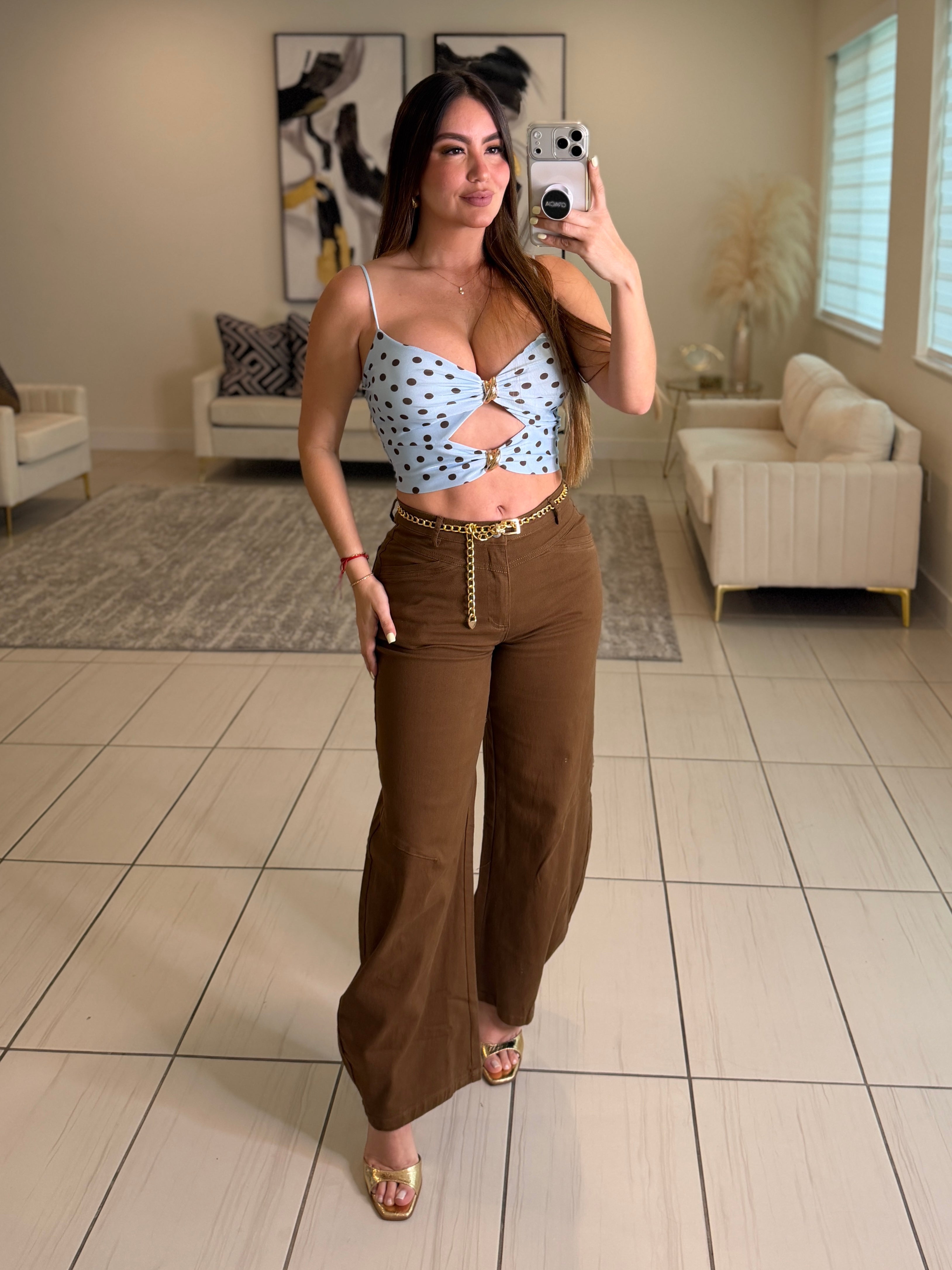 Blush Dots Blue Top