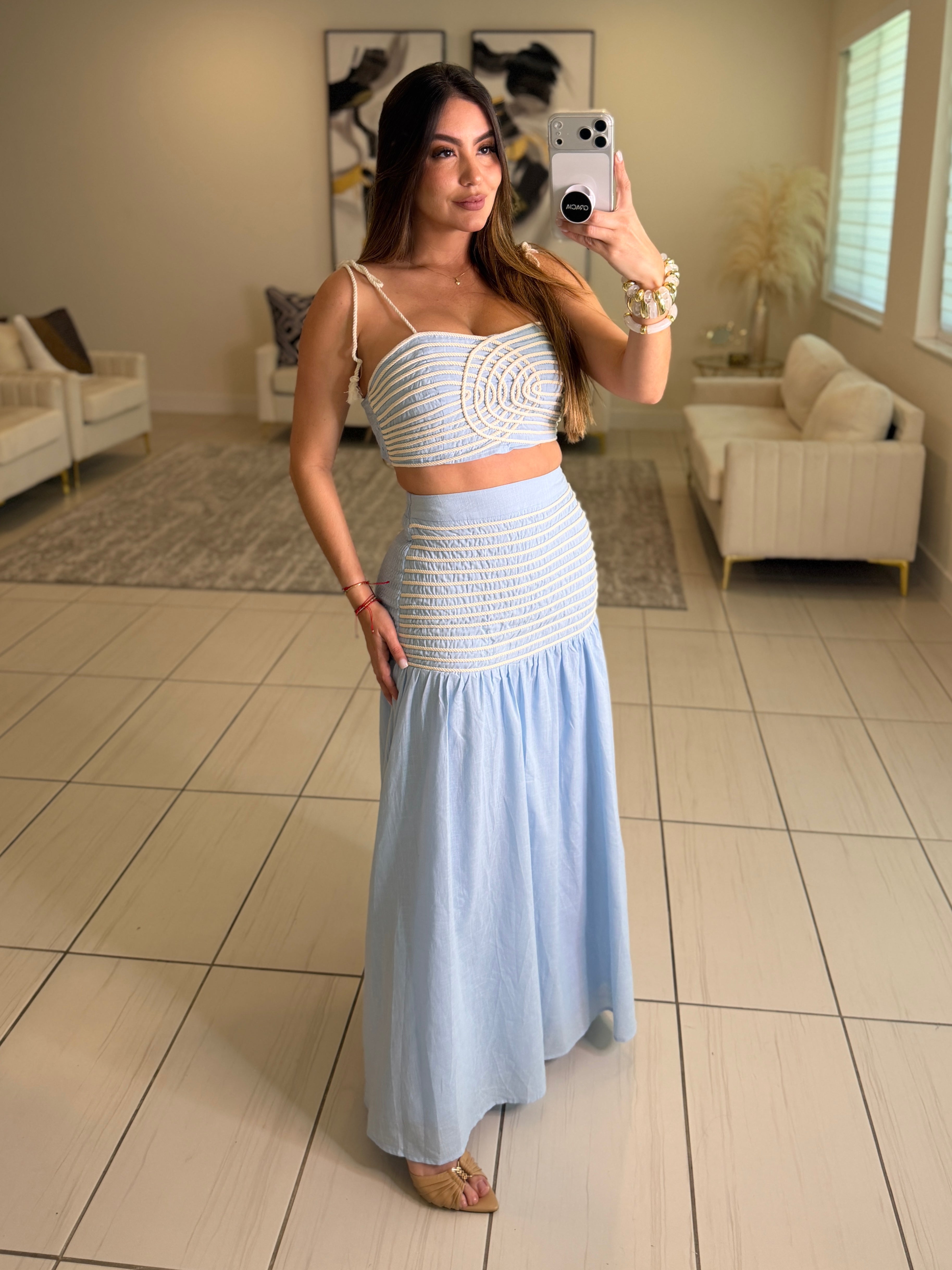 Salt Kiss Blue Skirt Set