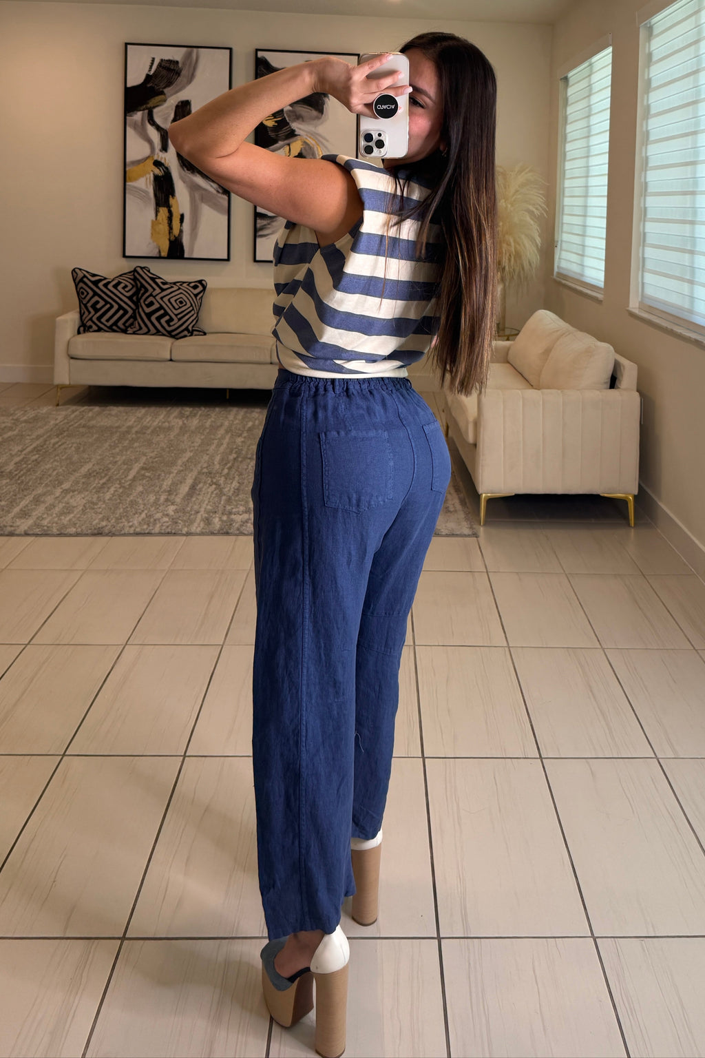 Villa Escape Barrel Linen Pants