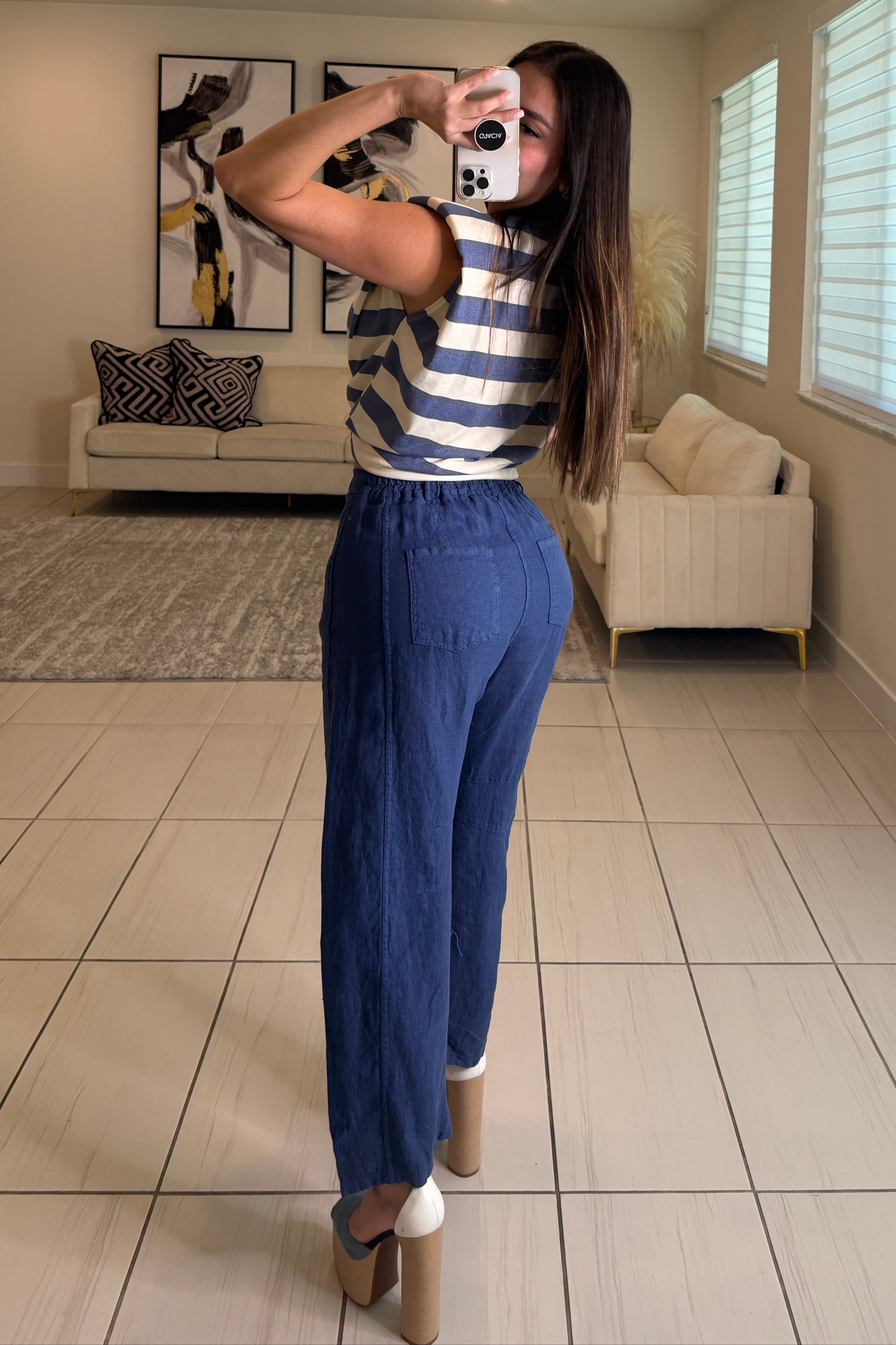 Villa Escape Barrel Linen Pants