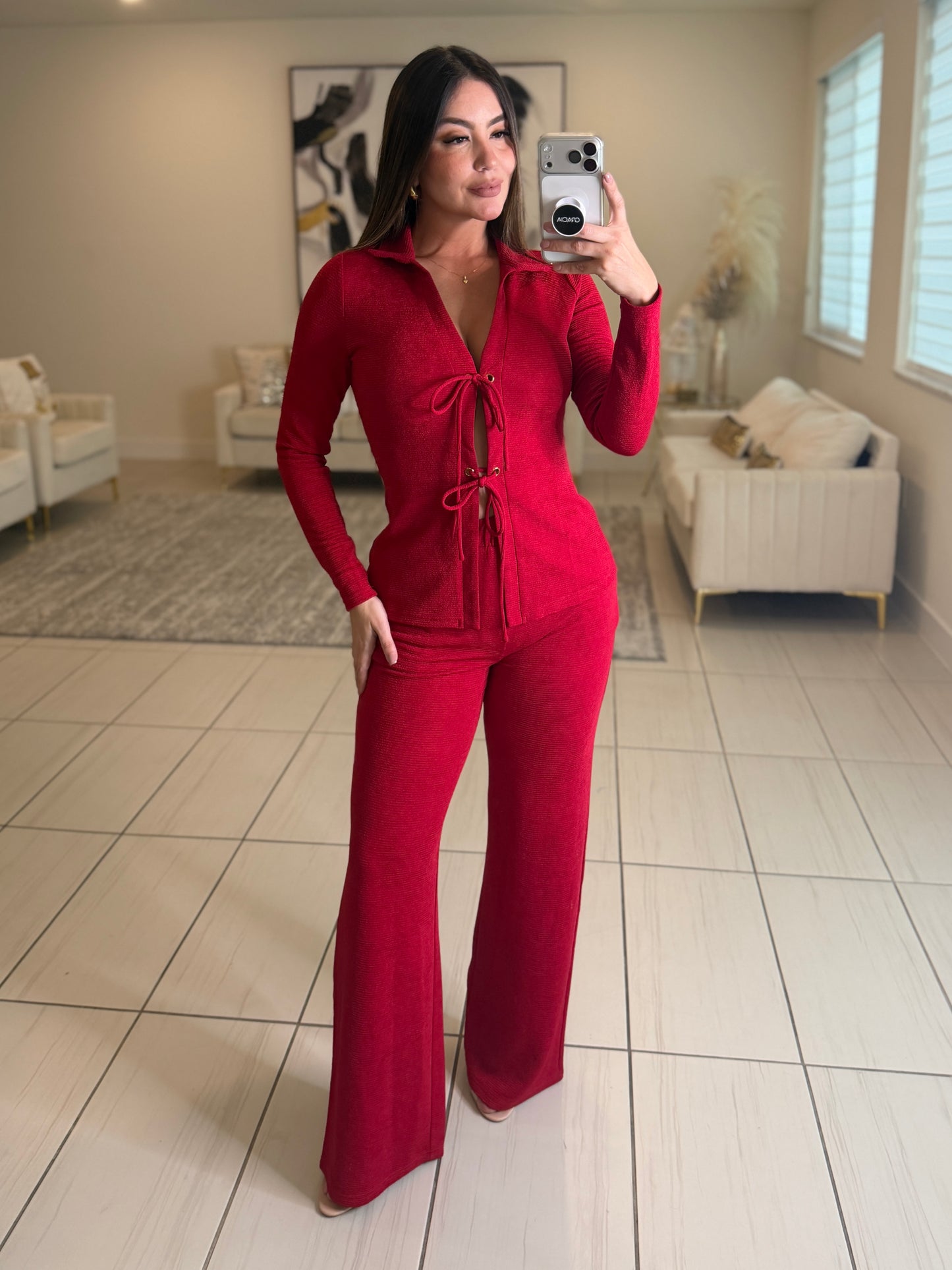 Glow Motion Red Pants Set