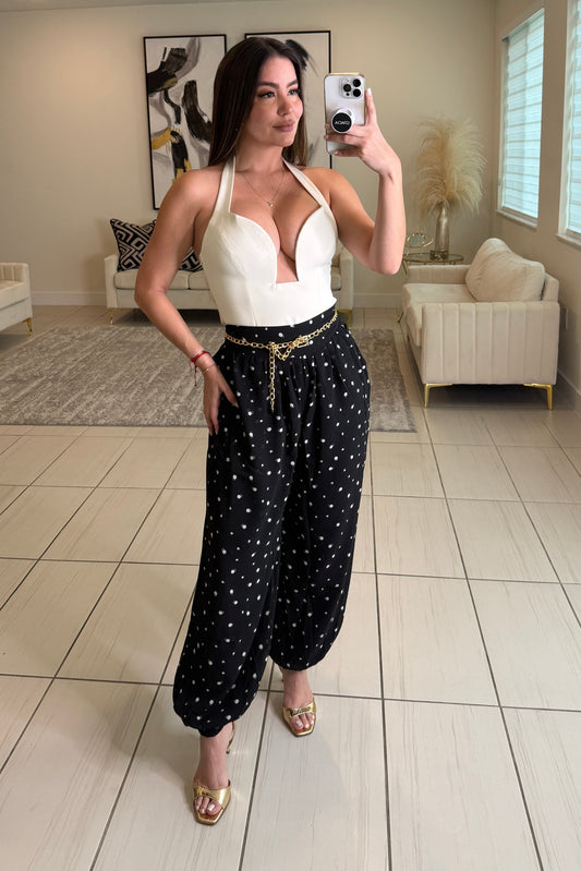 Polka Dots Black Balloon Pants