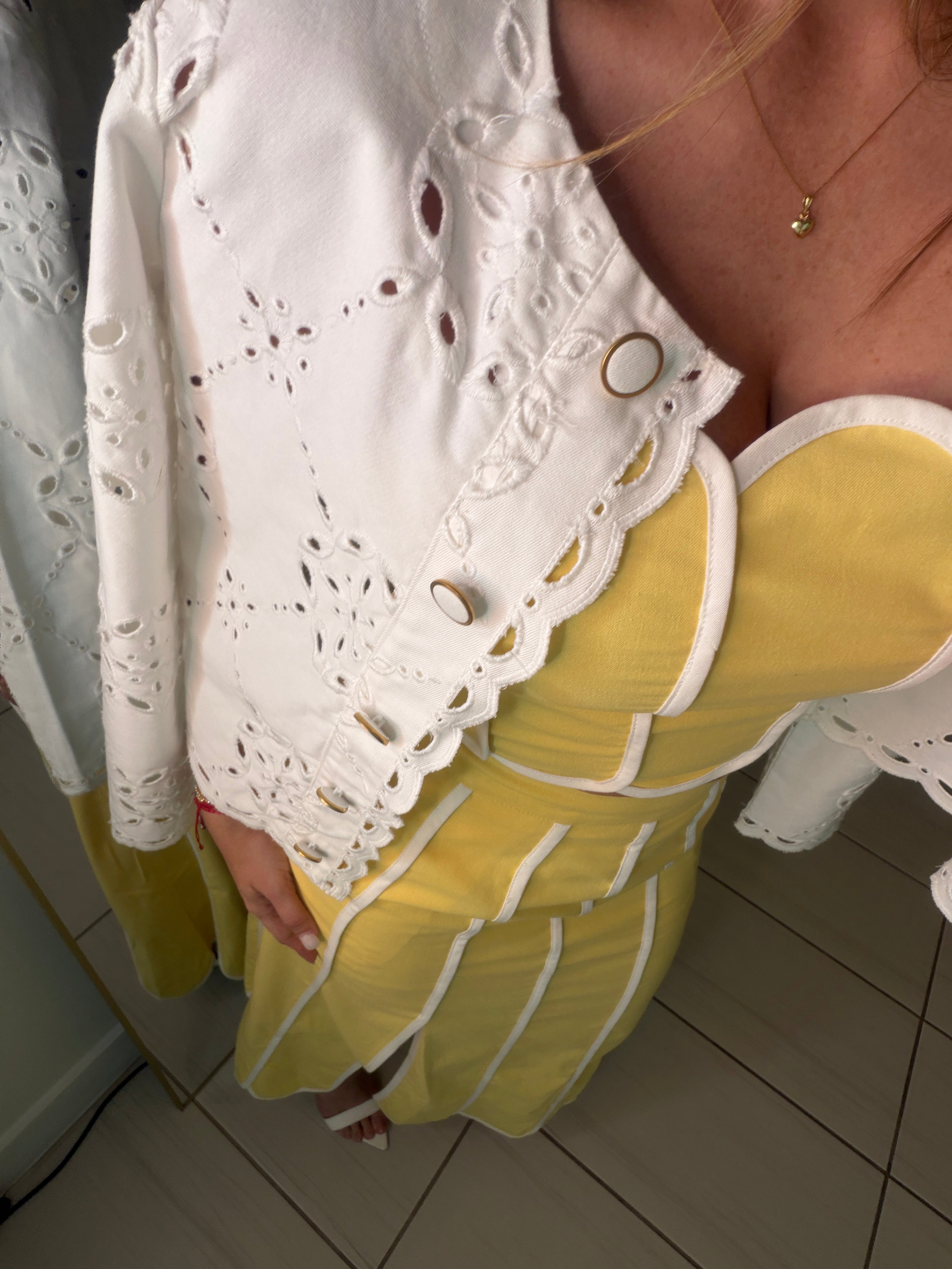 Delicate Clouds Yellow Skirt Set