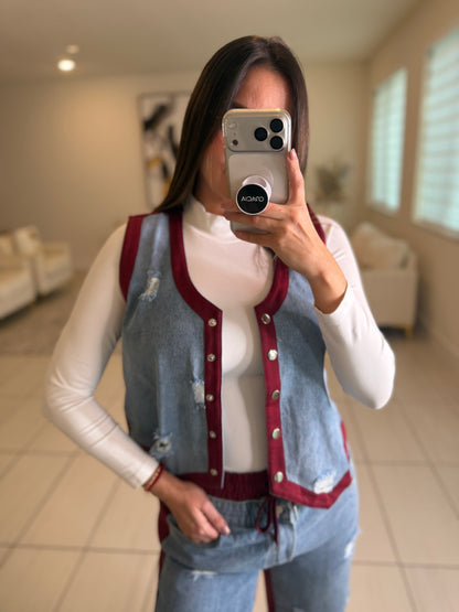 Iconic Wine and Denim Contrast Set