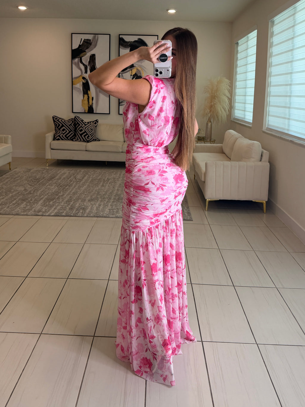 Poetic Floral Pink Maxi Dress