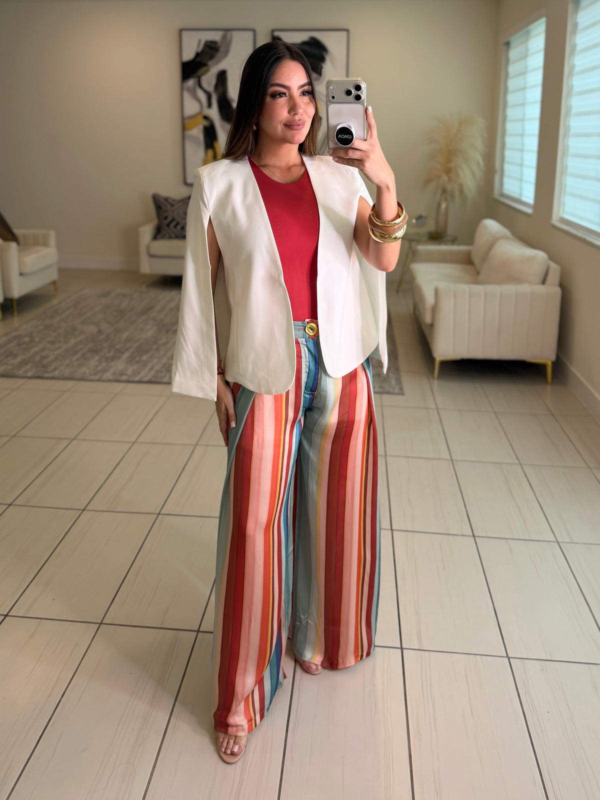 Cascading Cape White Blazer