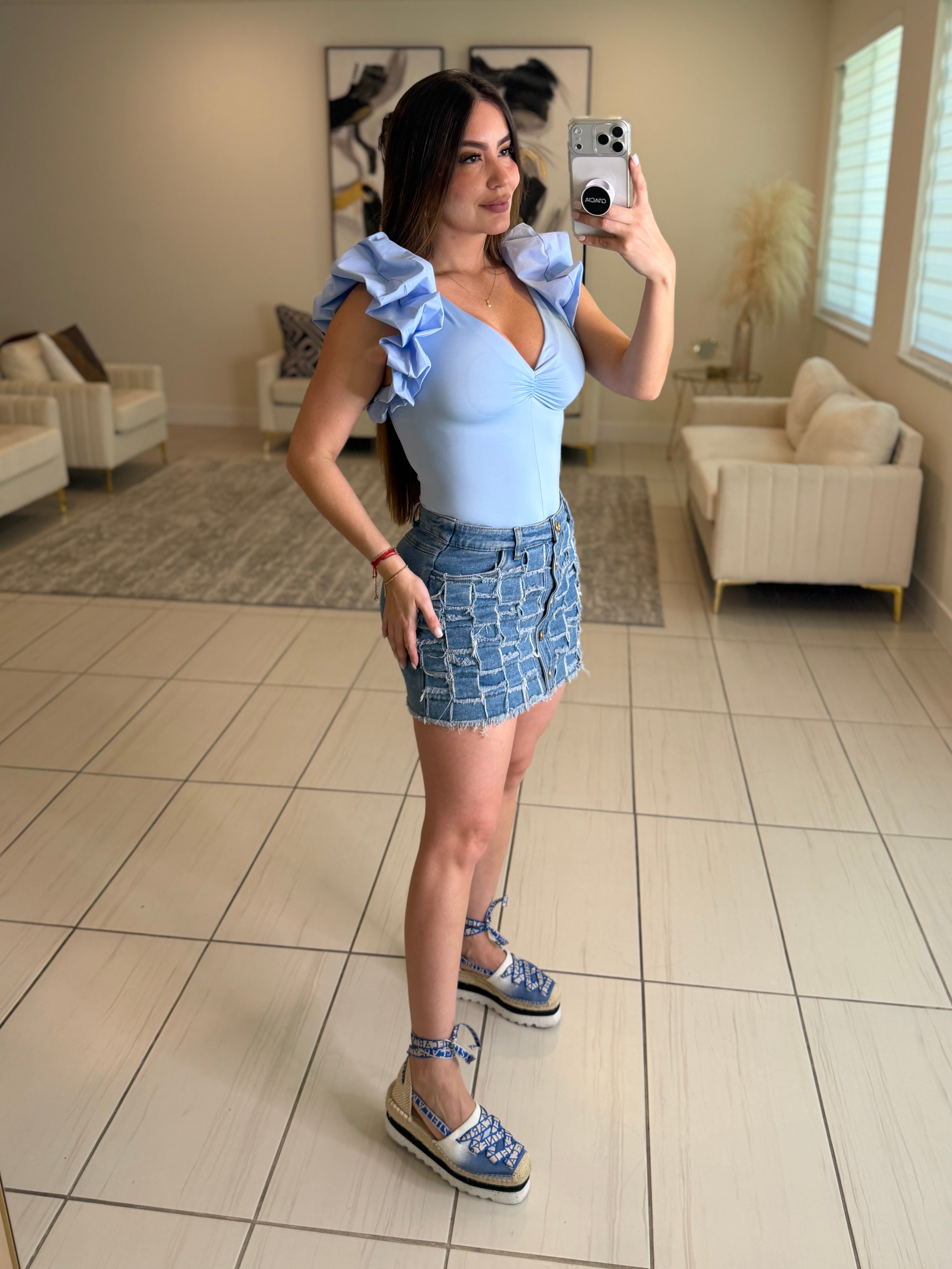 Midnight Crossover Blue Bodysuit