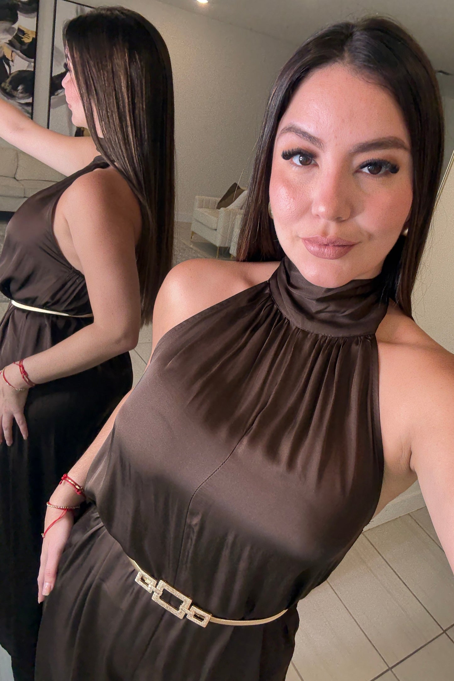 Refined Structure Brown Jumpsuit