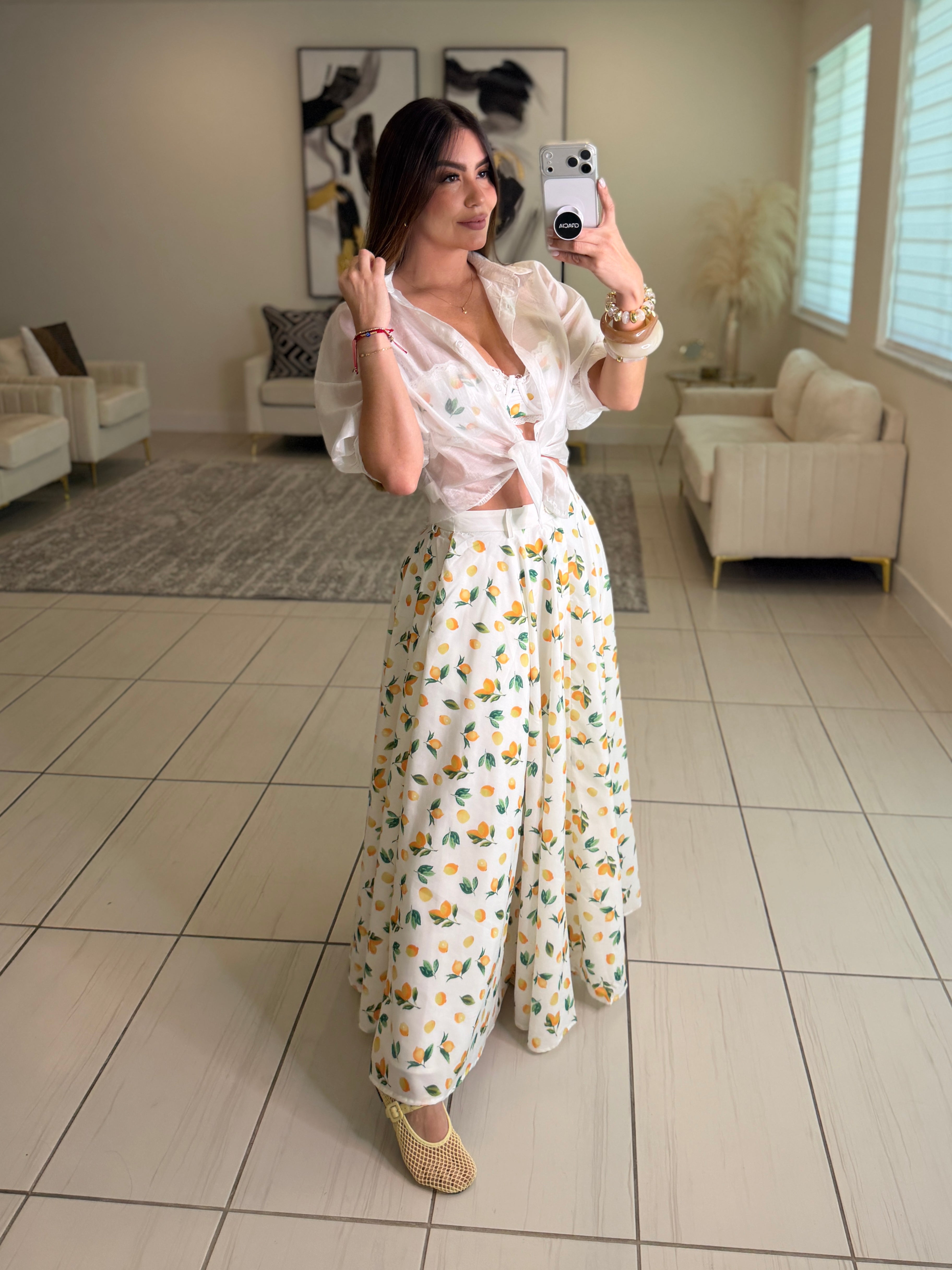 Amalfi Lemons White Skirt Set
