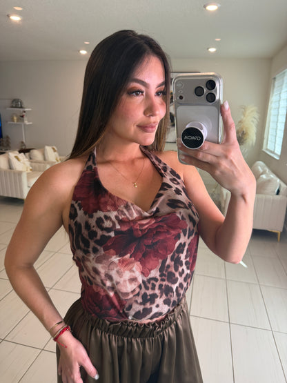 Mystic Rose Mesh Brown Top