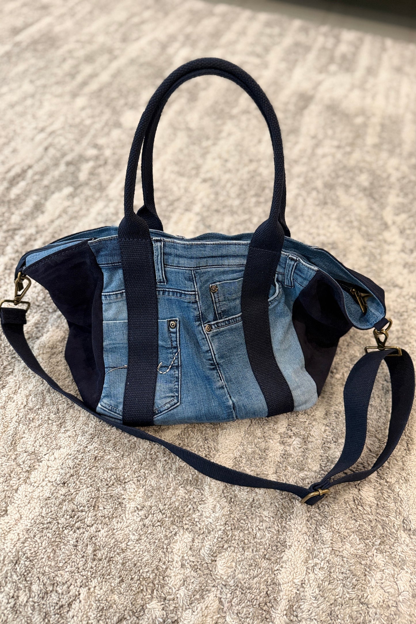 The Luxe Navy Blue Denim Handbag