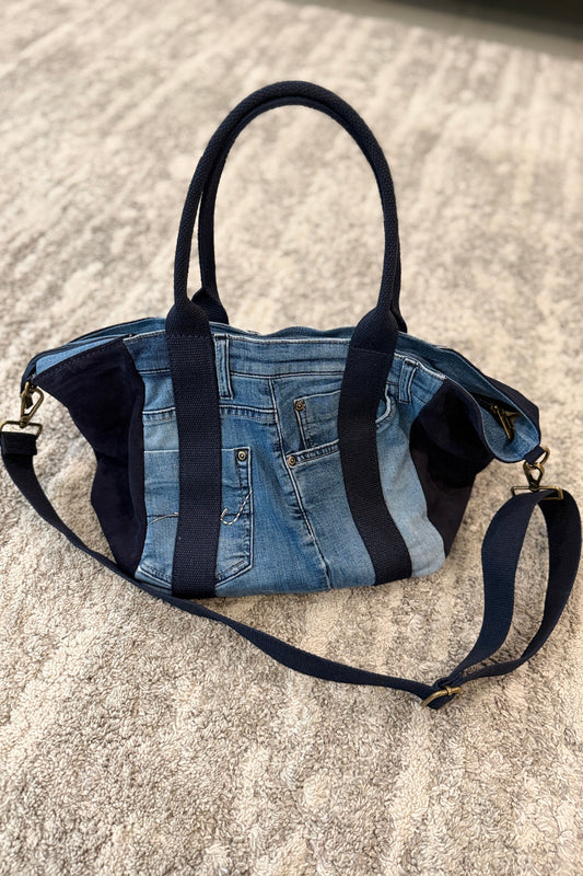 The Luxe Navy Blue Denim Handbag