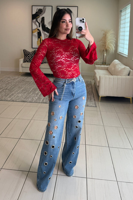 Siren Lace Red Bodysuit