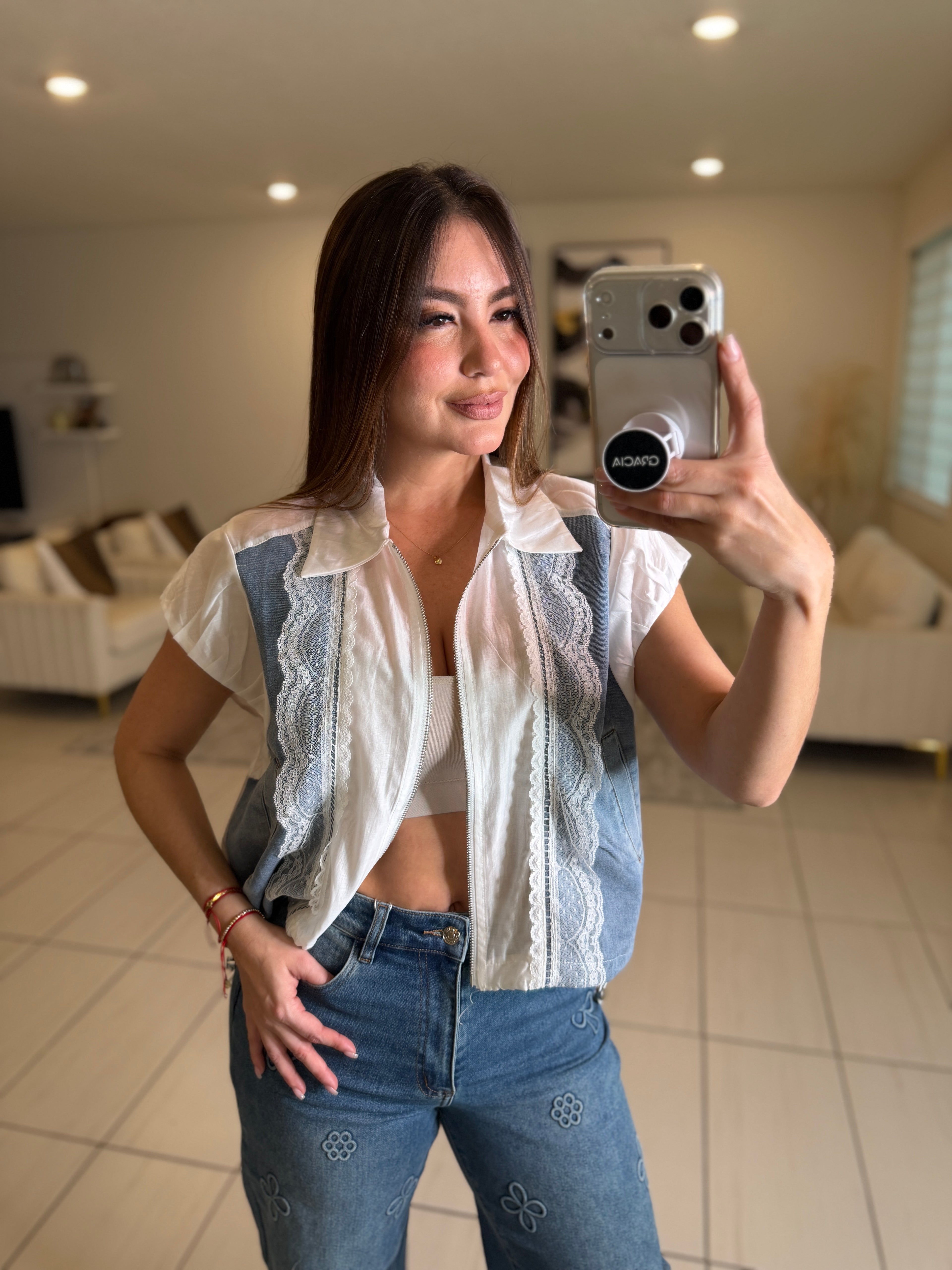 Parisian Contrast White Top