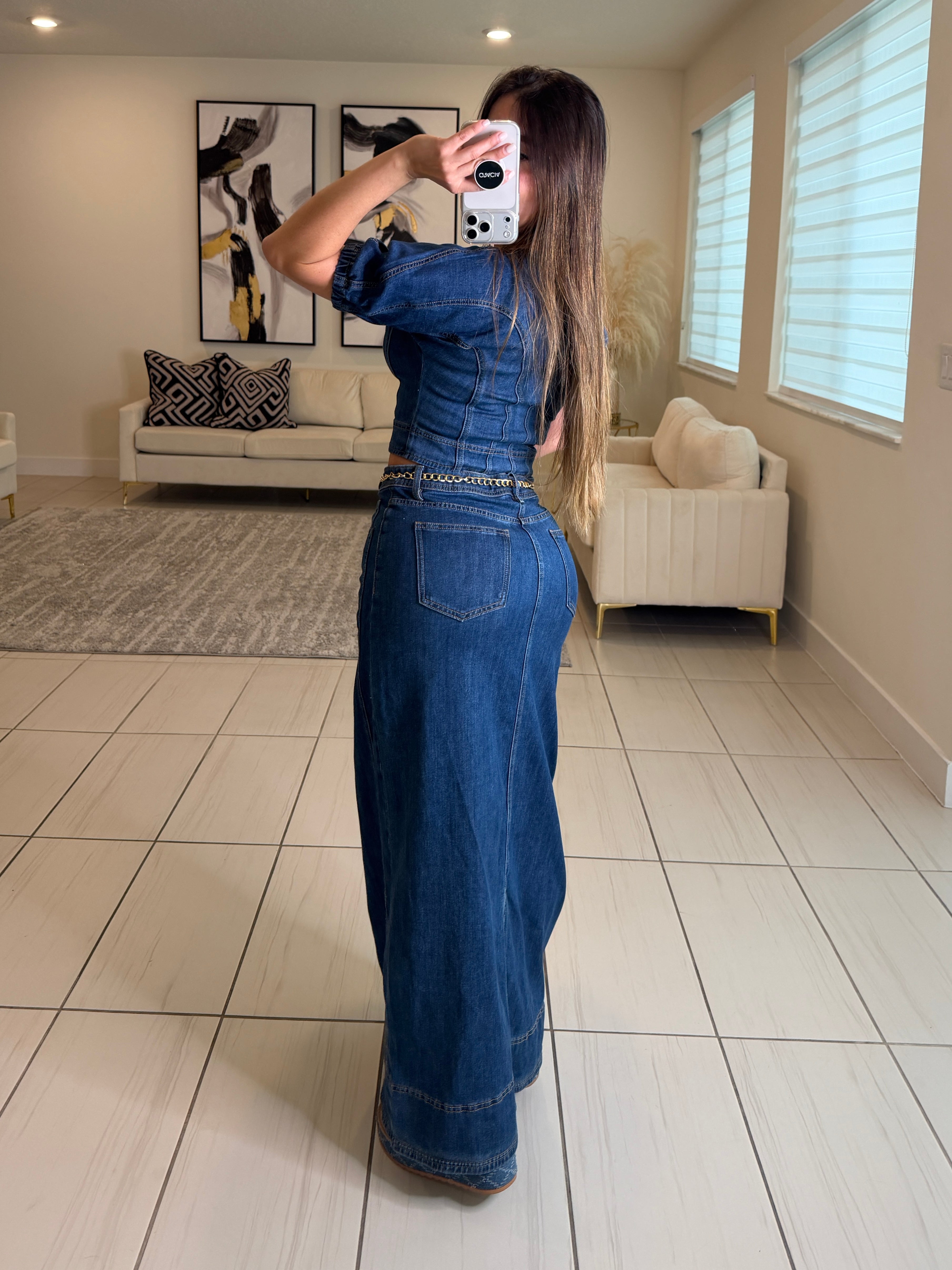 Gonna Scampanata in Denim Skirt Set