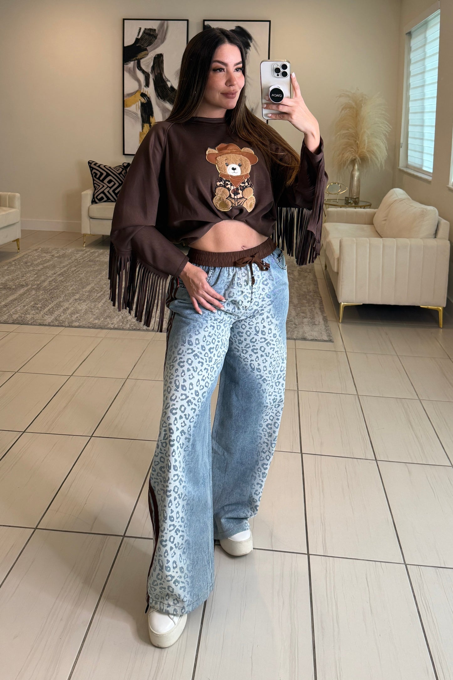 In Demand Brown Stripes Denim Pants