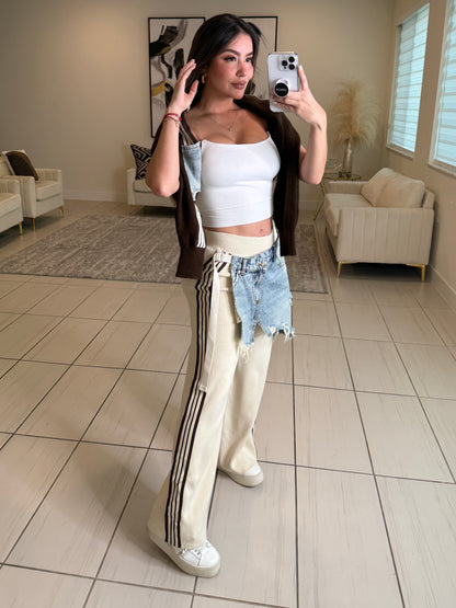 Elite Standard Knit Beige and Brown Pant Set