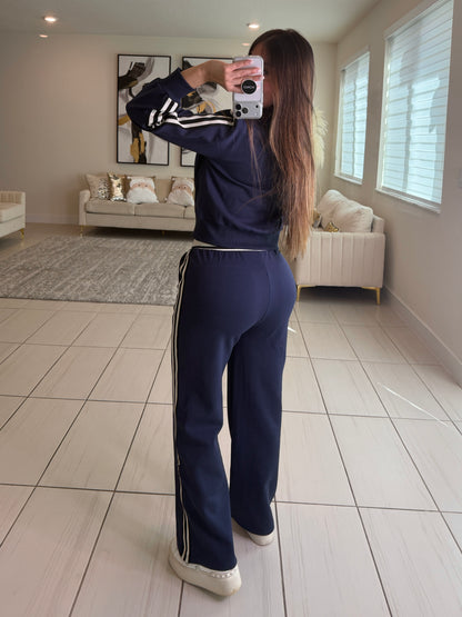 Iconic Structure Navy Blue Pant Set