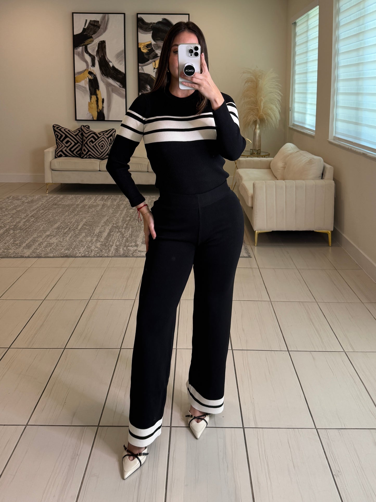 Iconic Knit Black Pant Set