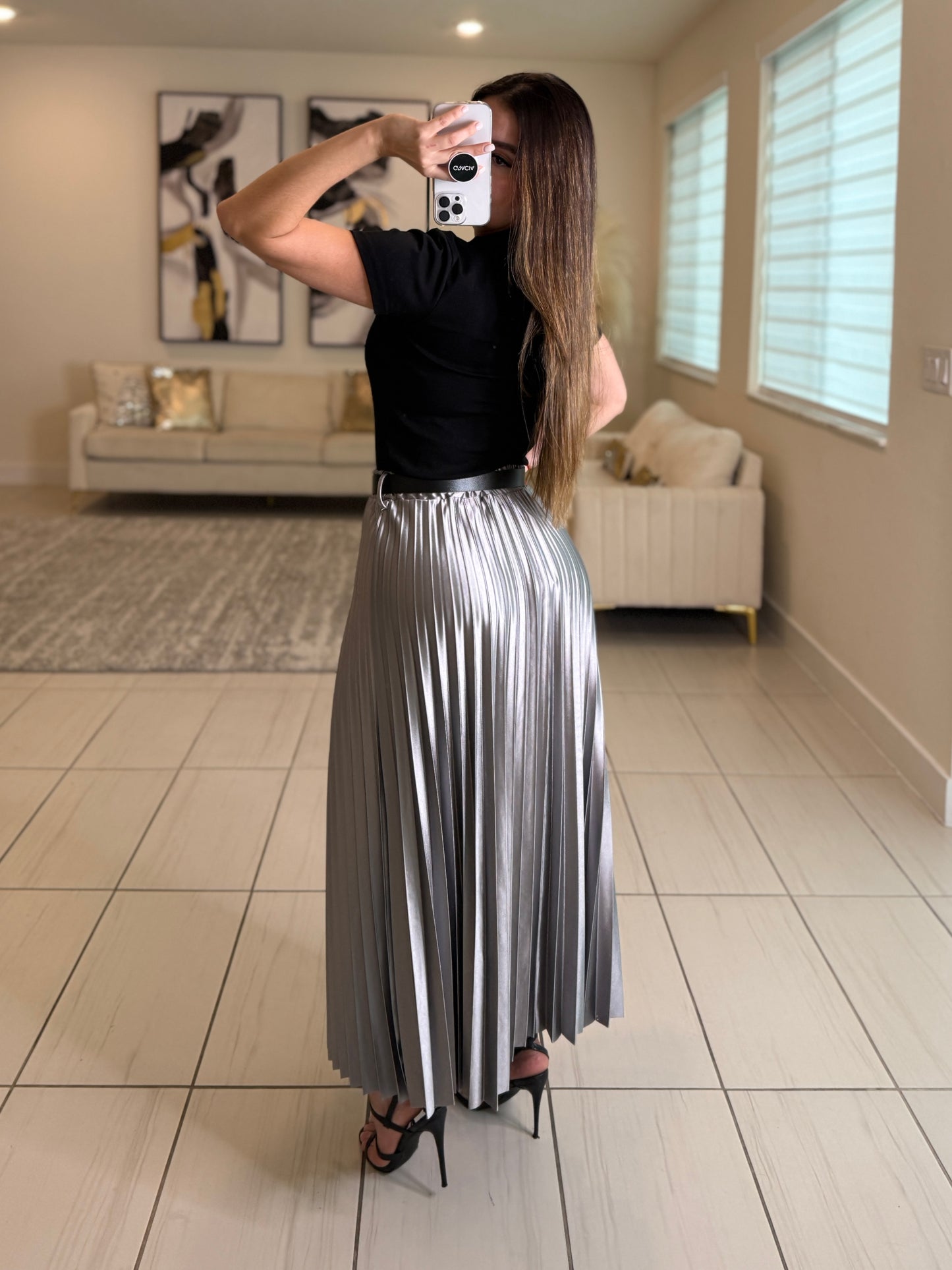 Magnetic Grey Midi Skirt