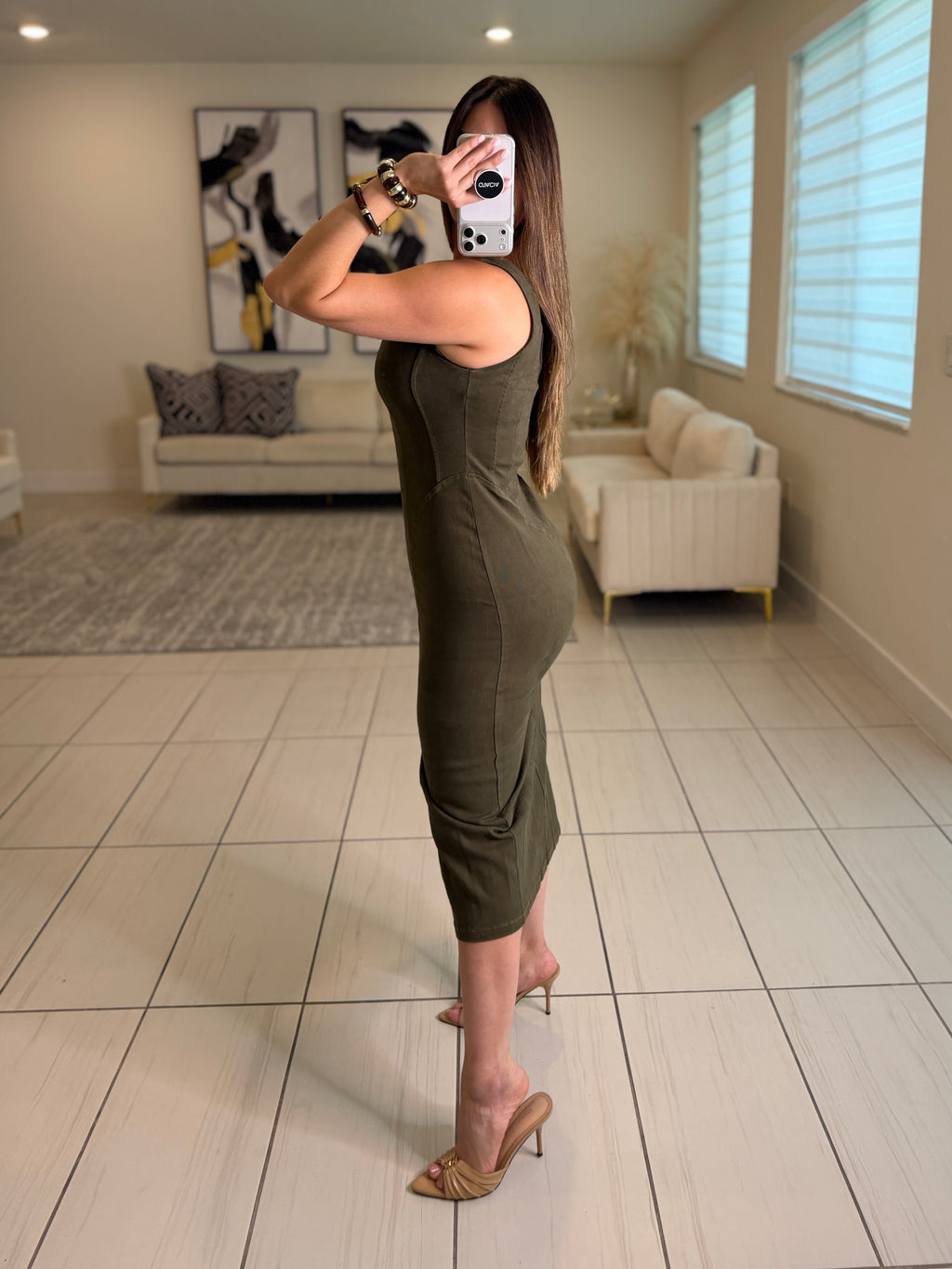 Commanding Desire Green Denim Dress