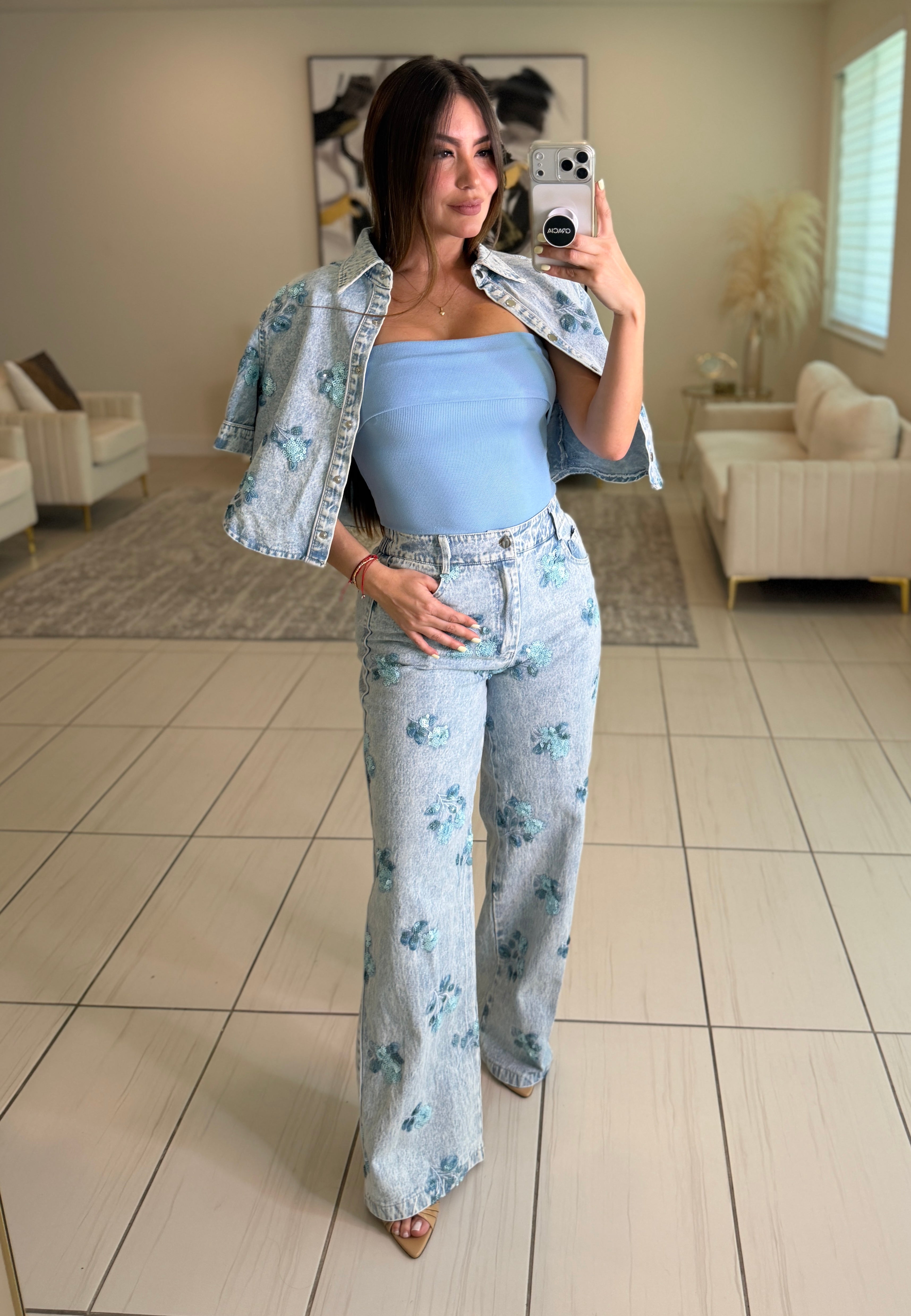 Chic Bandeau Neck Blue Top