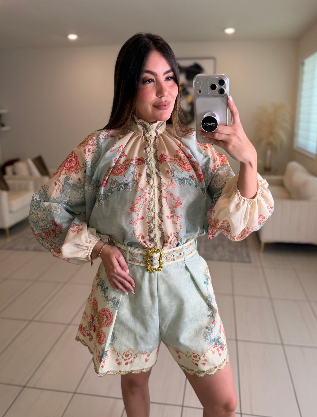 Daylight Floral Ramie Short Set