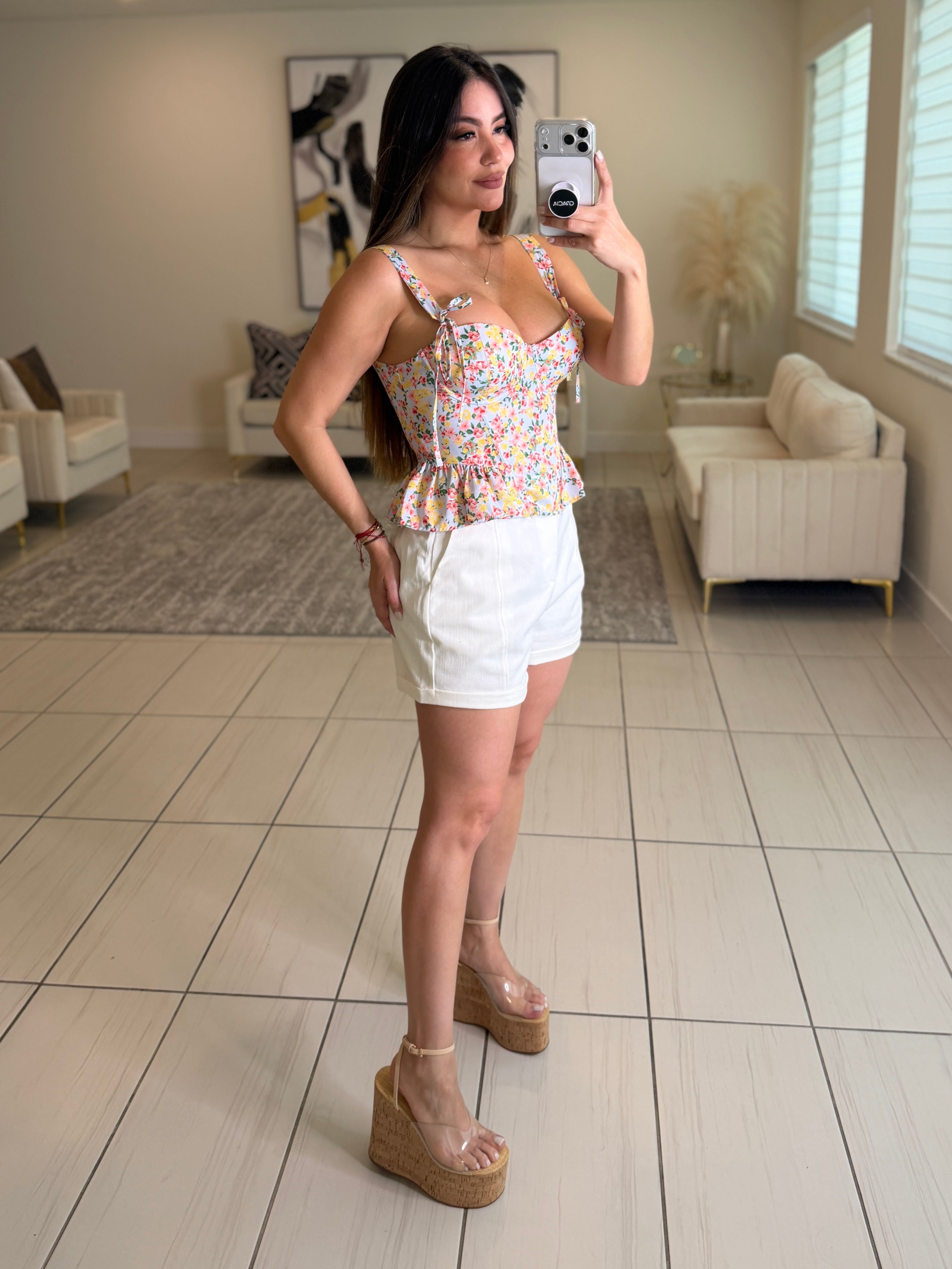 Radiant Reverie Floral Blue Top