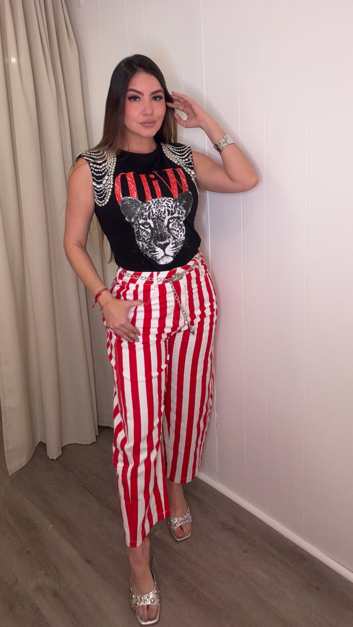 Runway Red Stripe Barrel Pants