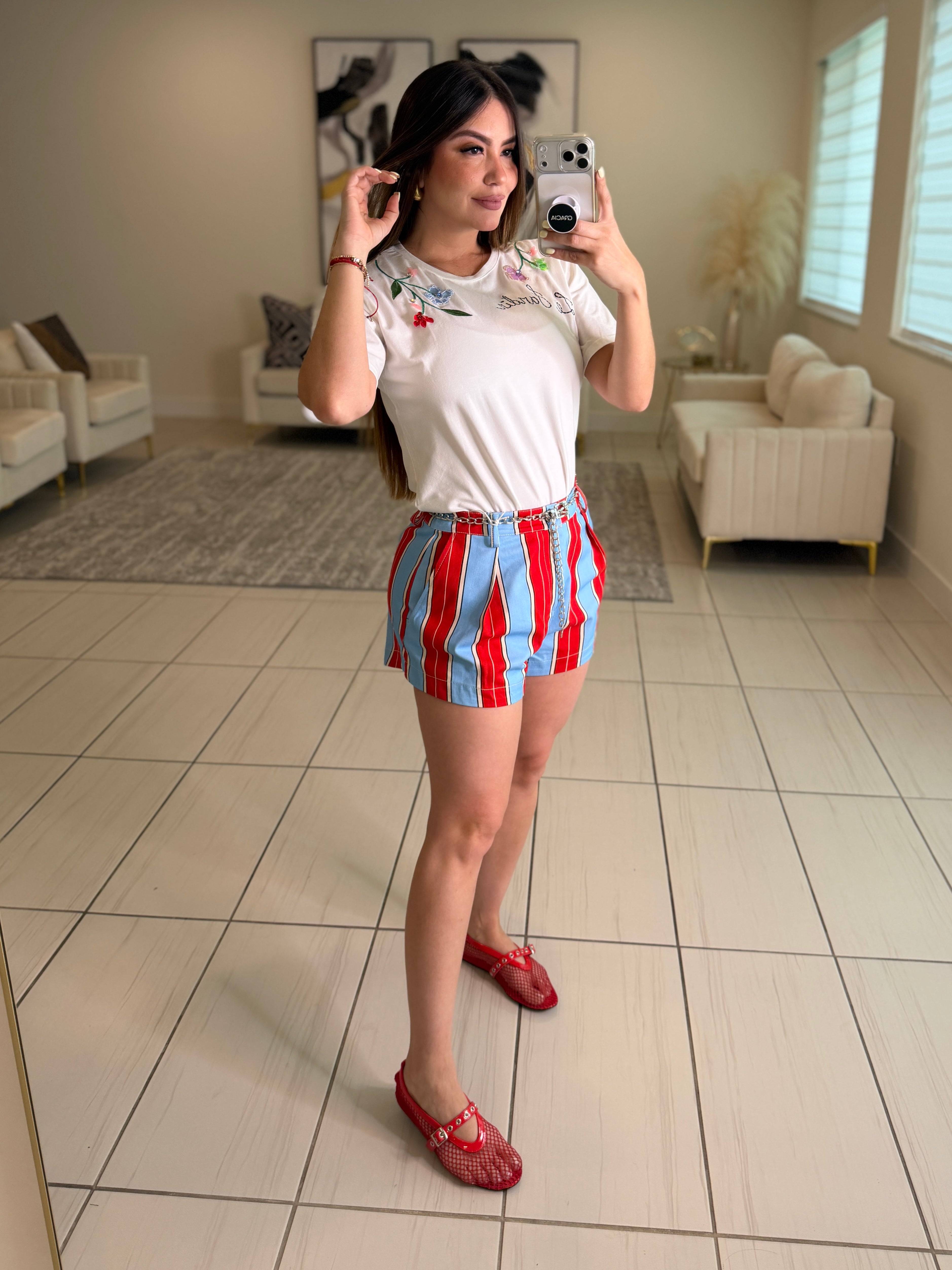 Divine Stripes Red and Blue Shorts
