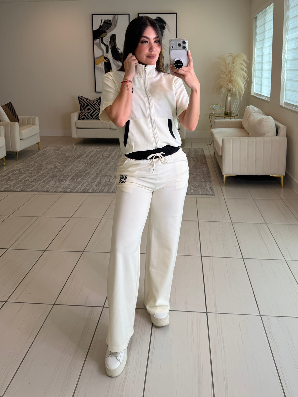 Iconic Muse White and Black Pant Set