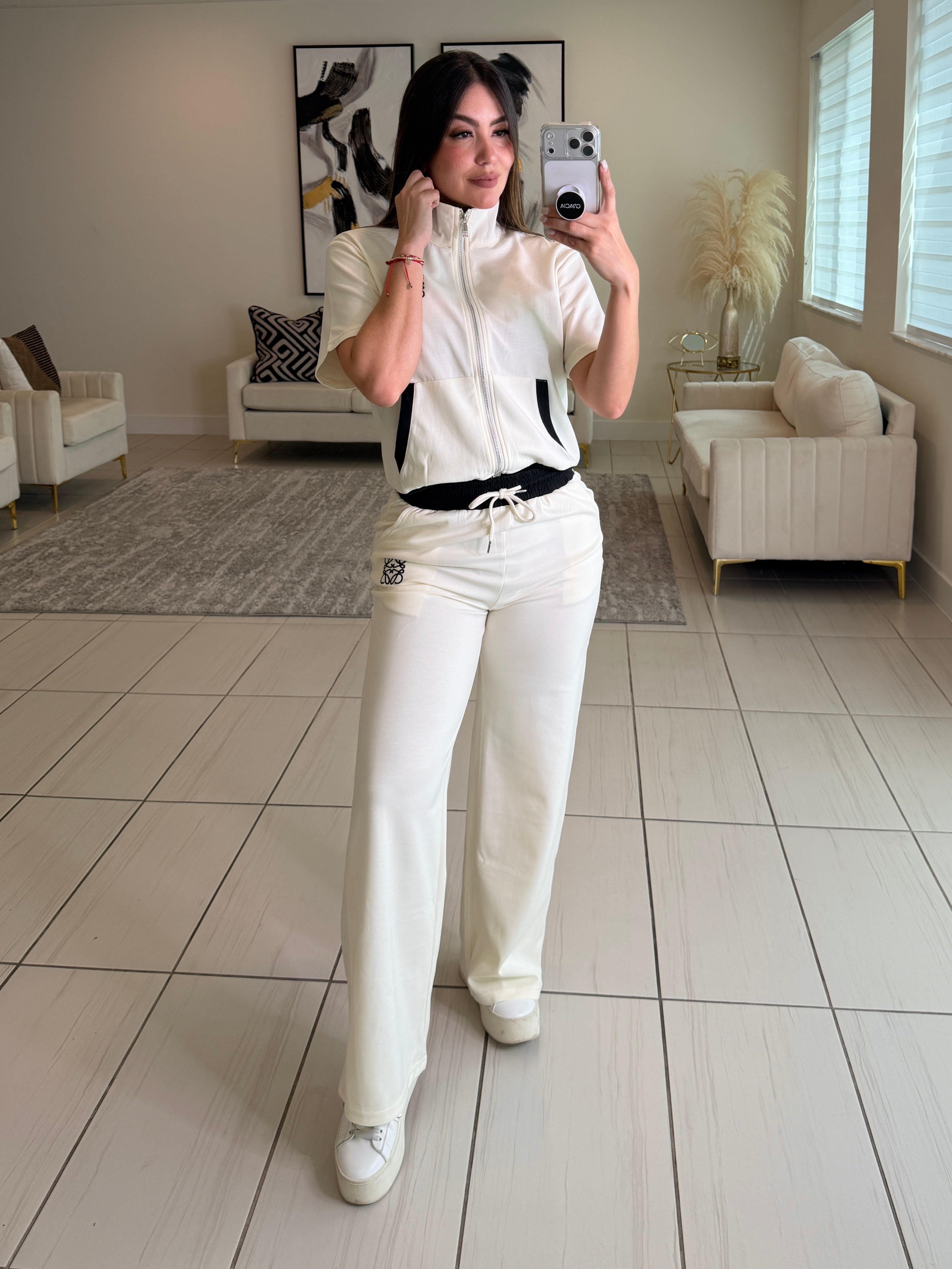 Iconic Muse White and Black Pant Set