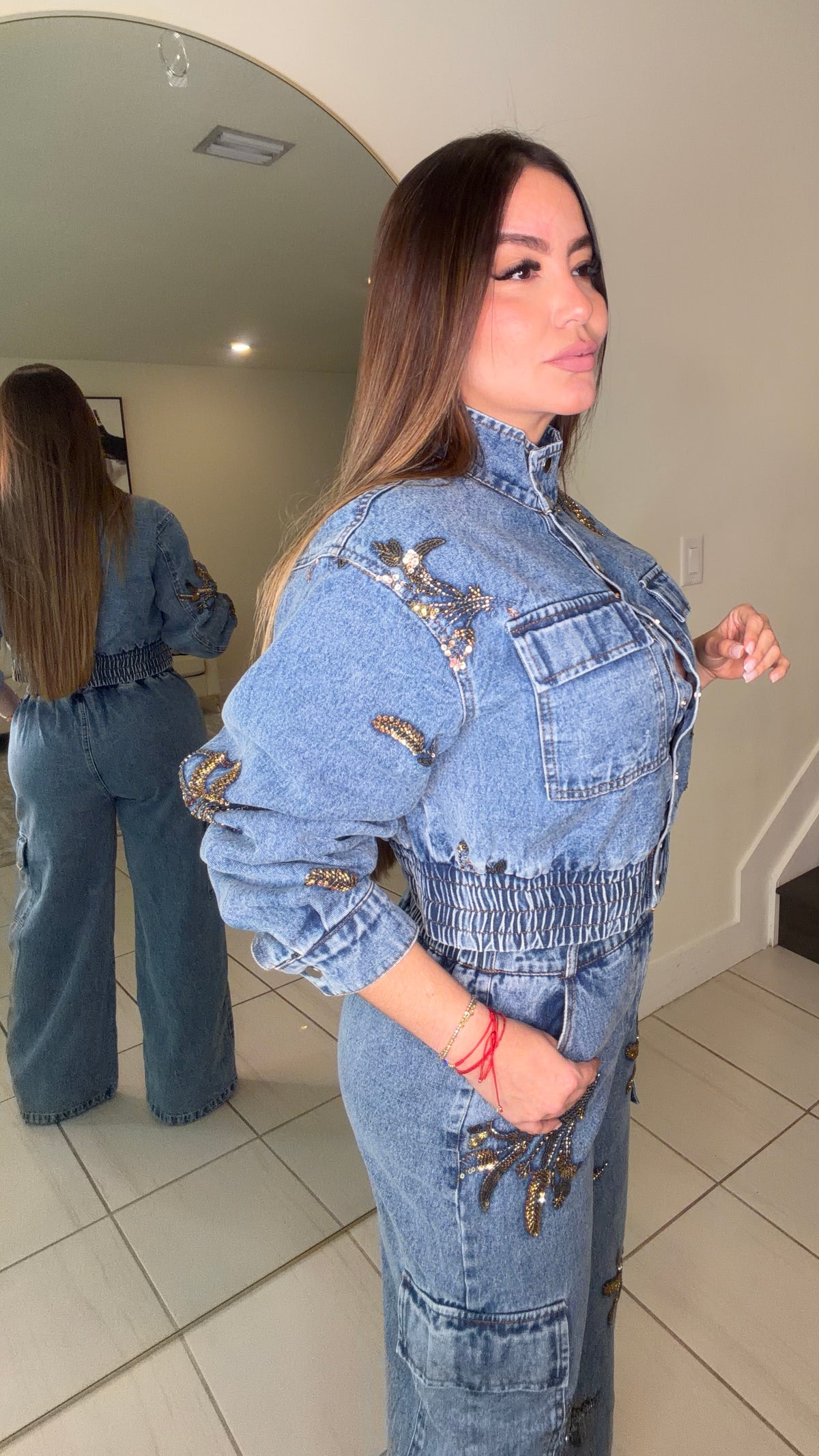 Wild Ornate Denim Pant Set