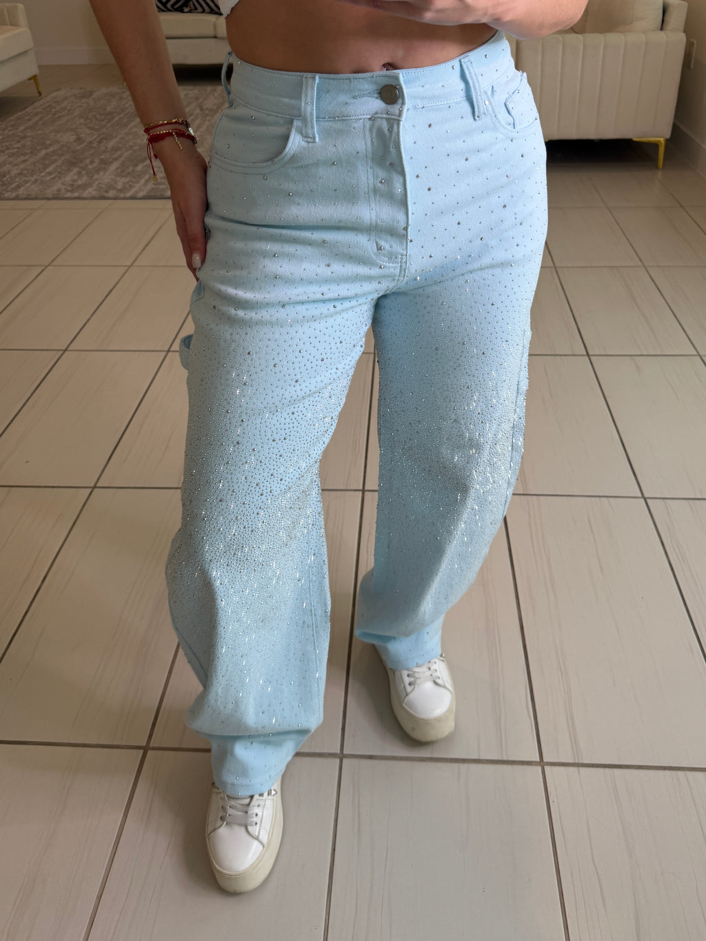 Divine Rhinestones Blue Pants